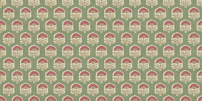 Wallington Floral Moss / Raspberry Heritage Tales Fabric by Esselle Home