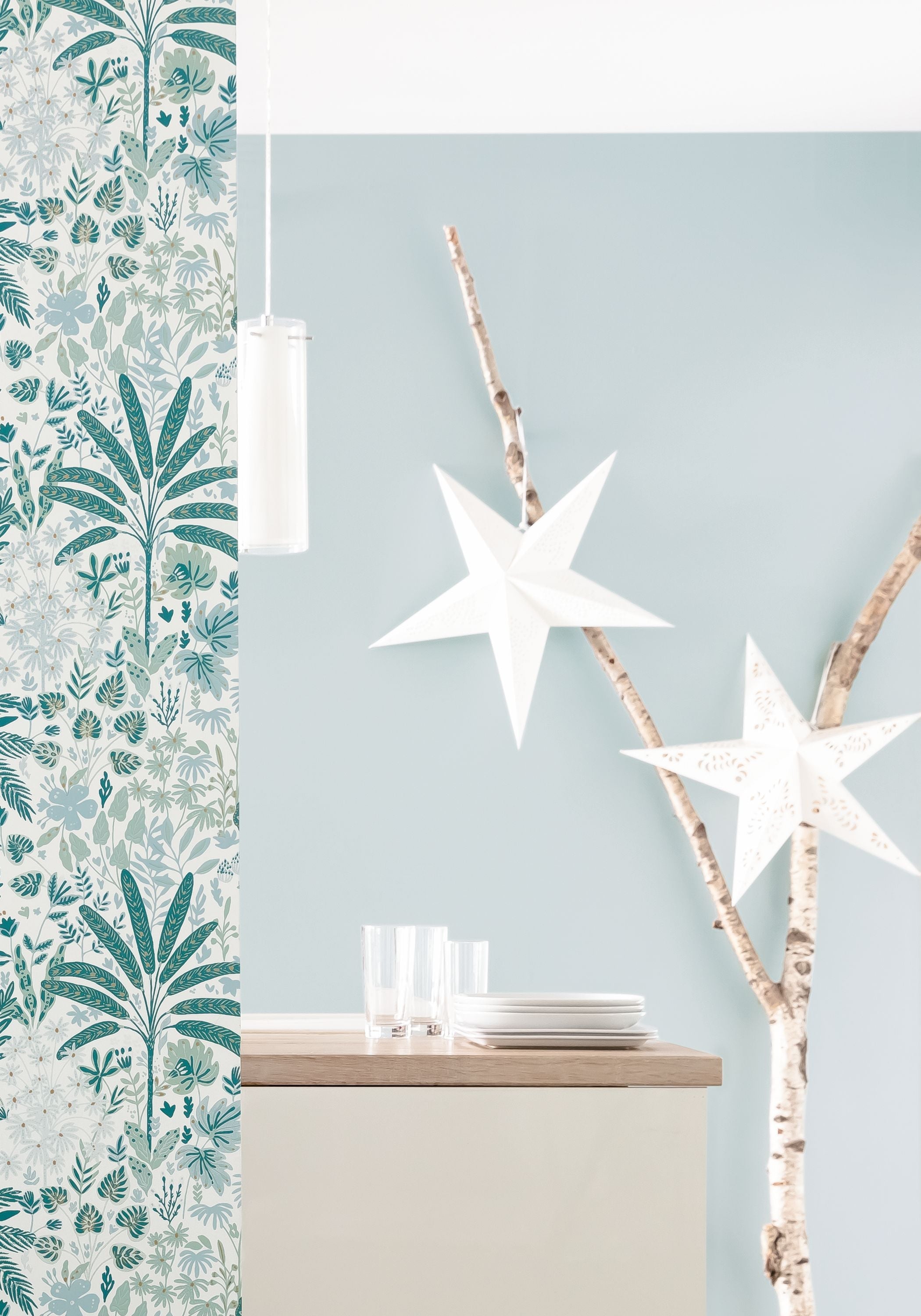 Uni Vert D'Eau Bleu Vert Happy Kids Club Wallpaper by Caselio
