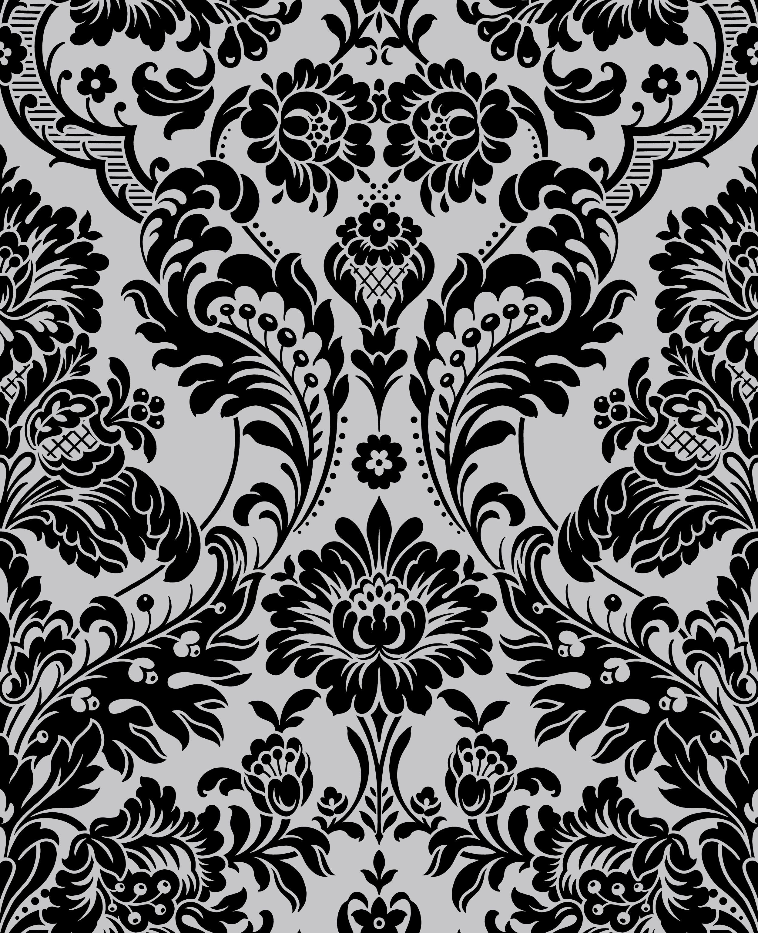 104562 Gothic Damask Flock Established Wallpaper by Graham and Brown