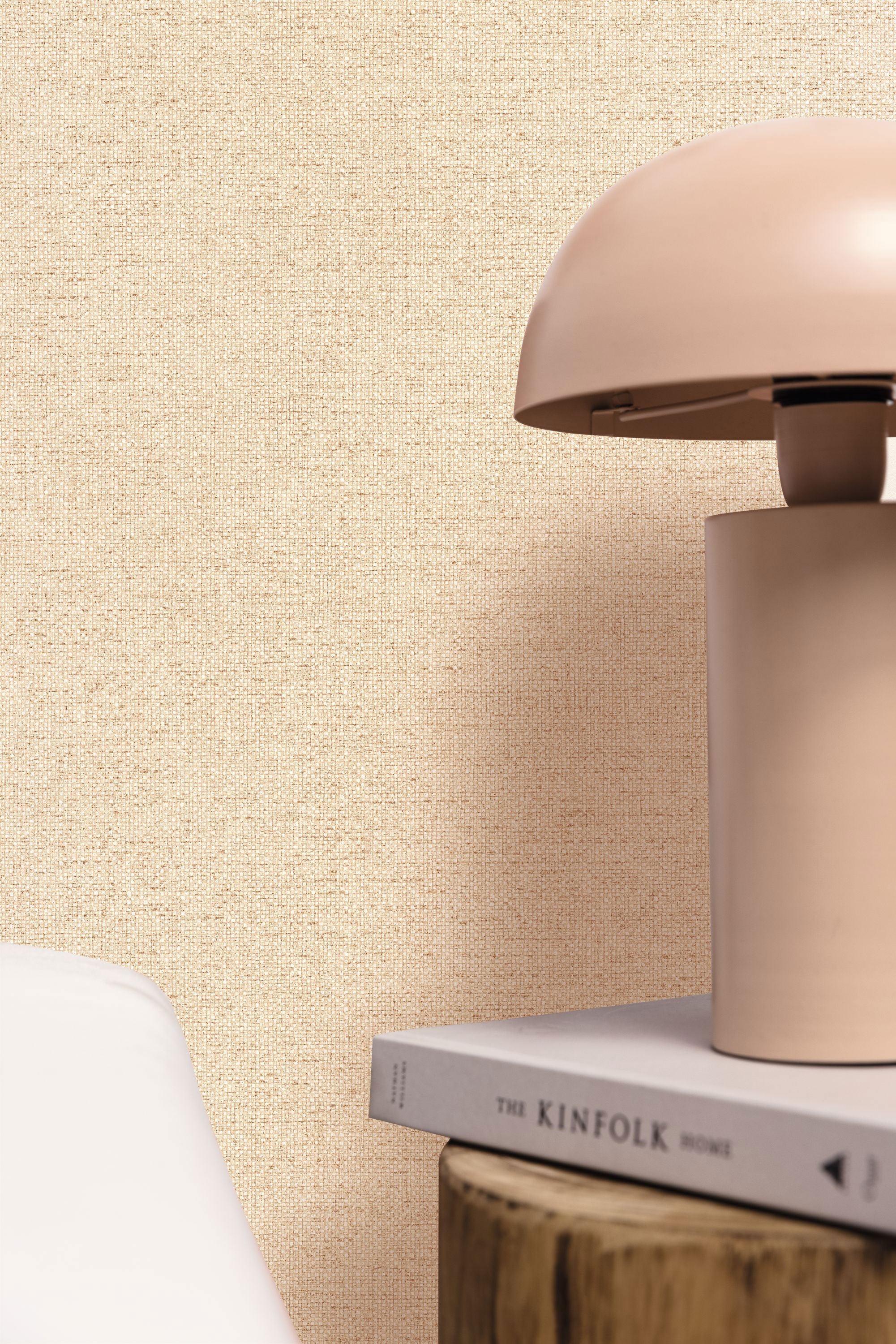 105001136 Uni Metallise Beige Fonce Cuivre Damier Wallpaper by Caselio