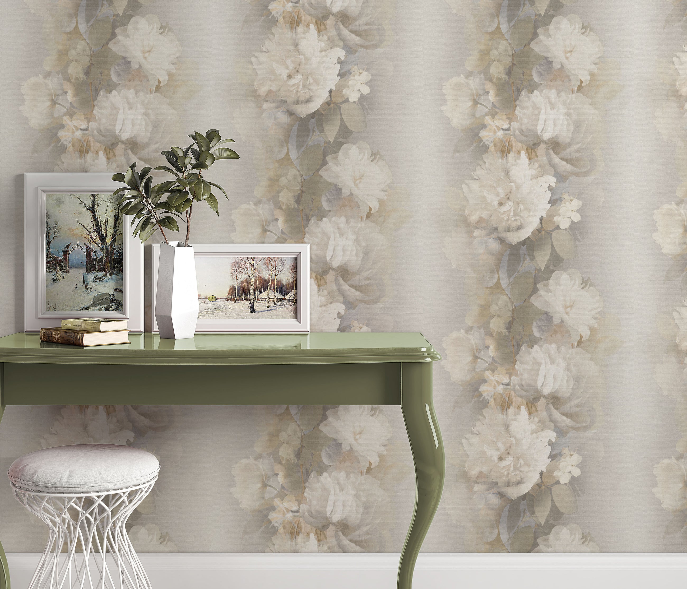10513-37 Aurora Floral Taupe Wallpaper by Erismann