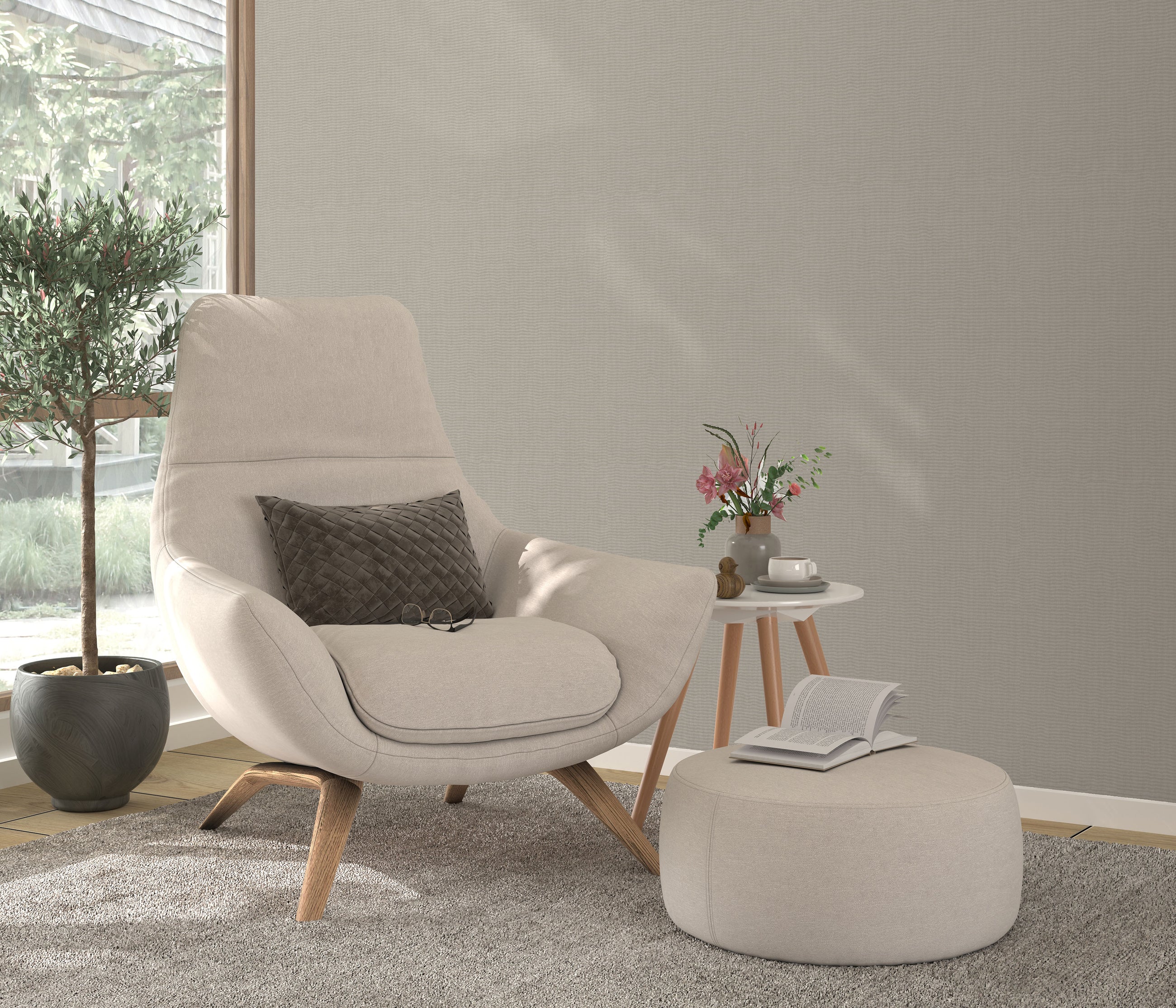 10539-38 Aurora Plain Light Taupe Wallpaper by Erismann