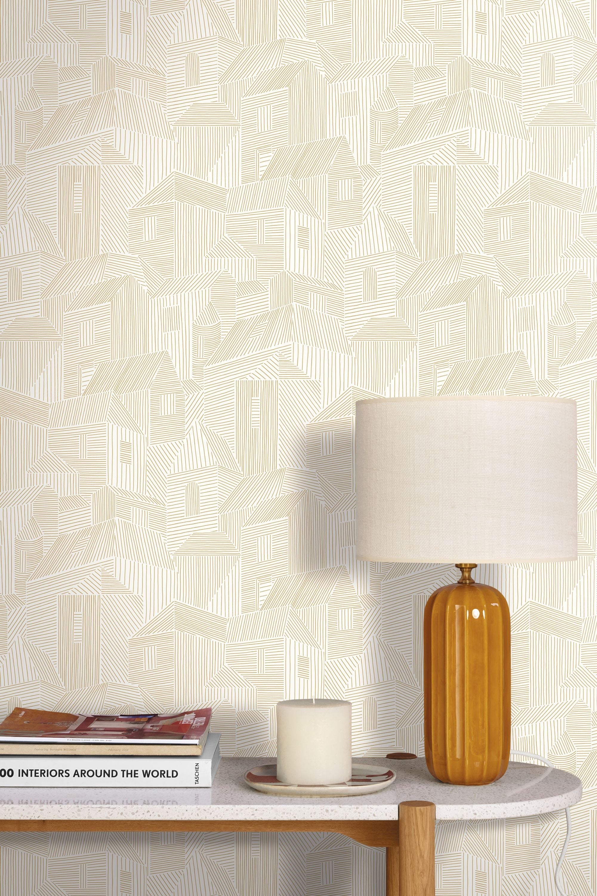 107180228 Village Blanc Or Wallpaper by Caselio