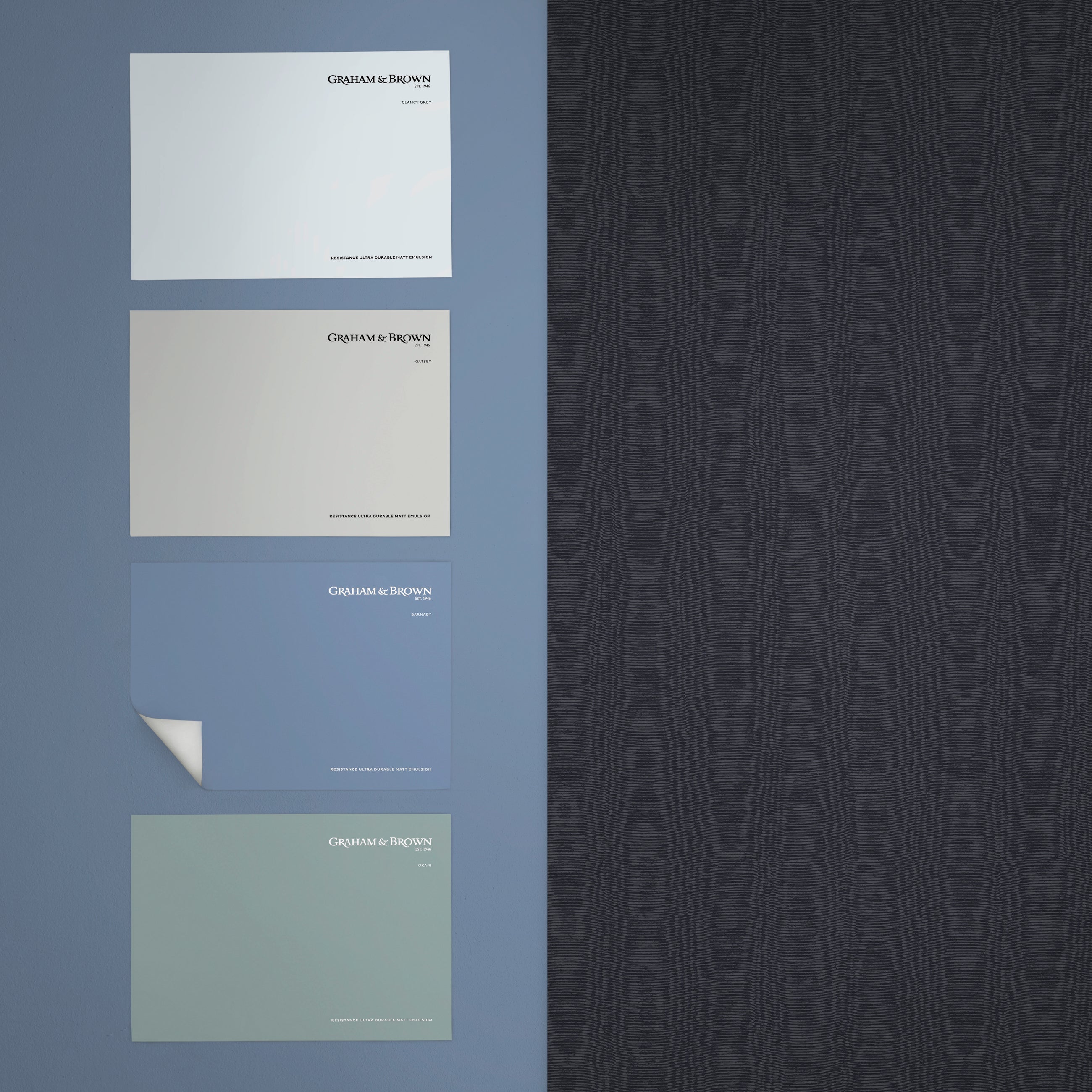 143241 Moire Navy Wallpaper by Graham & Brown