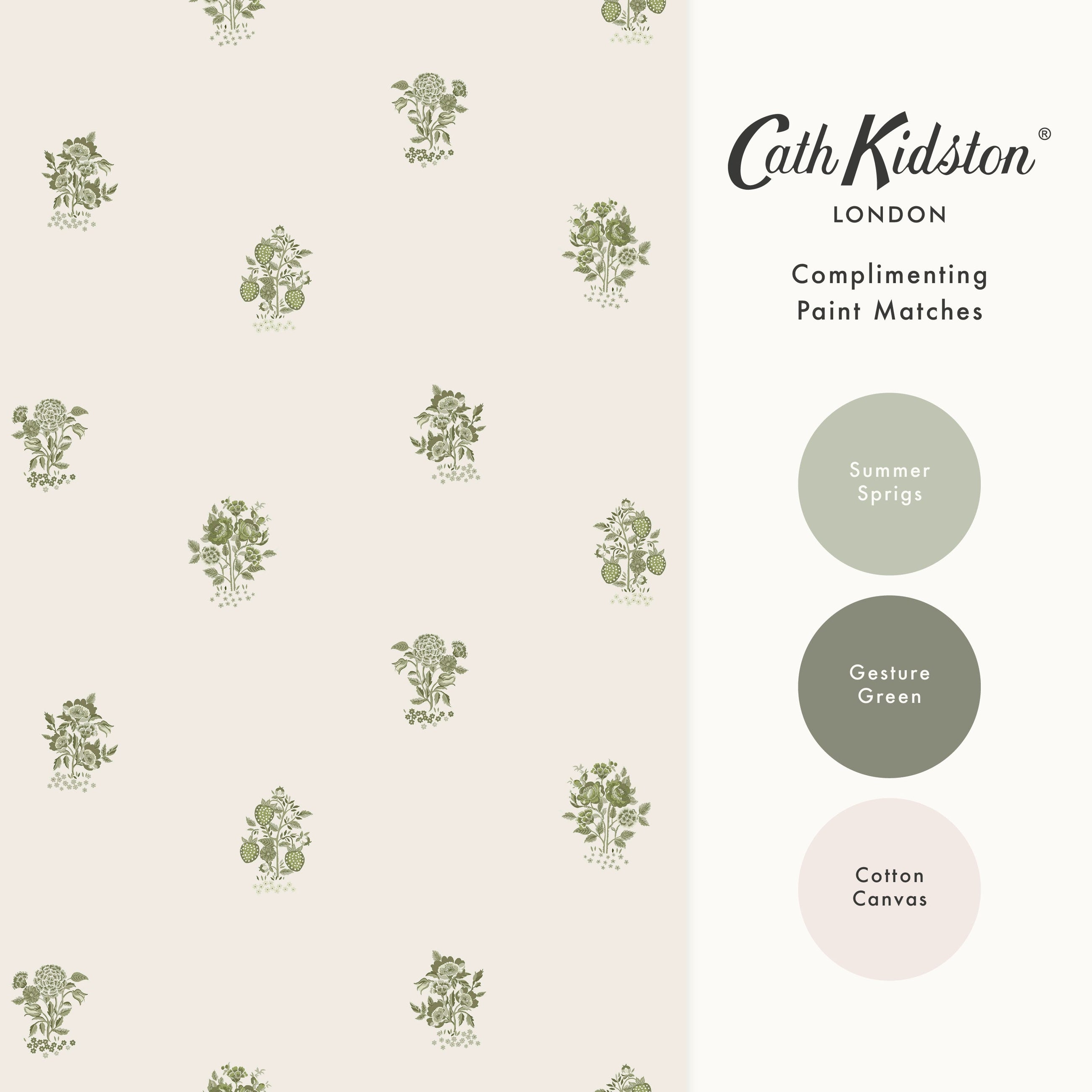 145322 Kingdom Posey Sage Cream Wallpaper by Cath Kidston