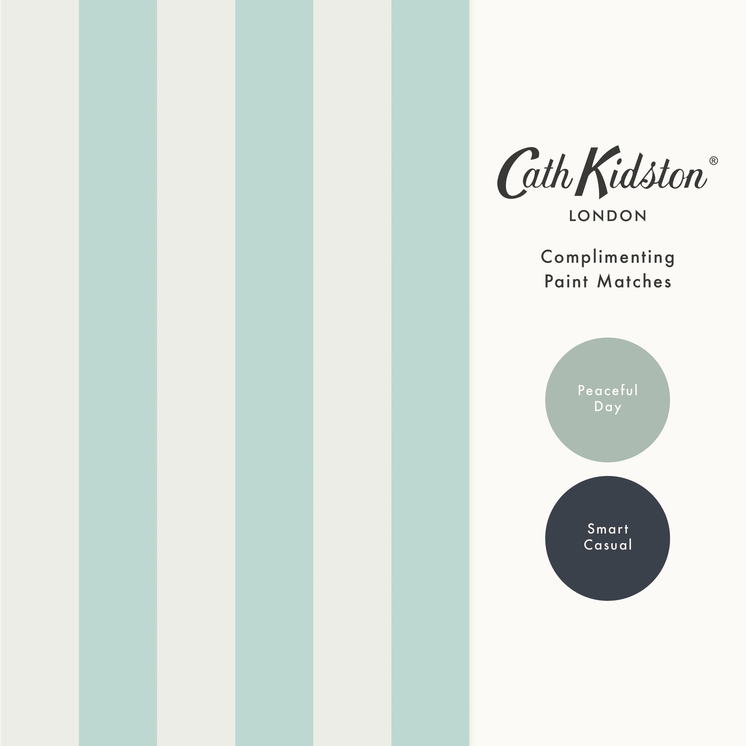 145328 Canopy Stripe Duck Egg Blue Blue Wallpaper by Cath Kidston