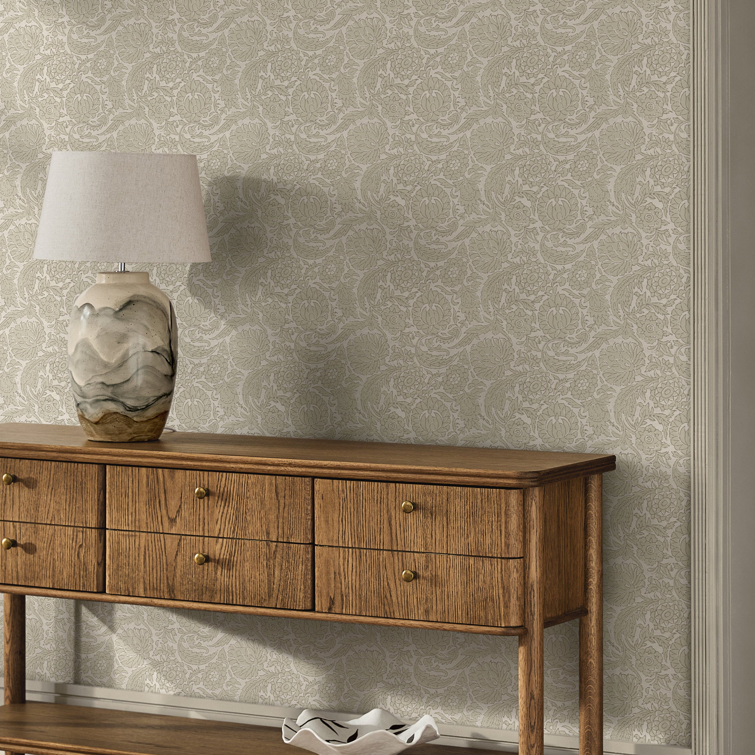 146881 Floral Woodblock Linen Next AW26 Wallpaper by Next