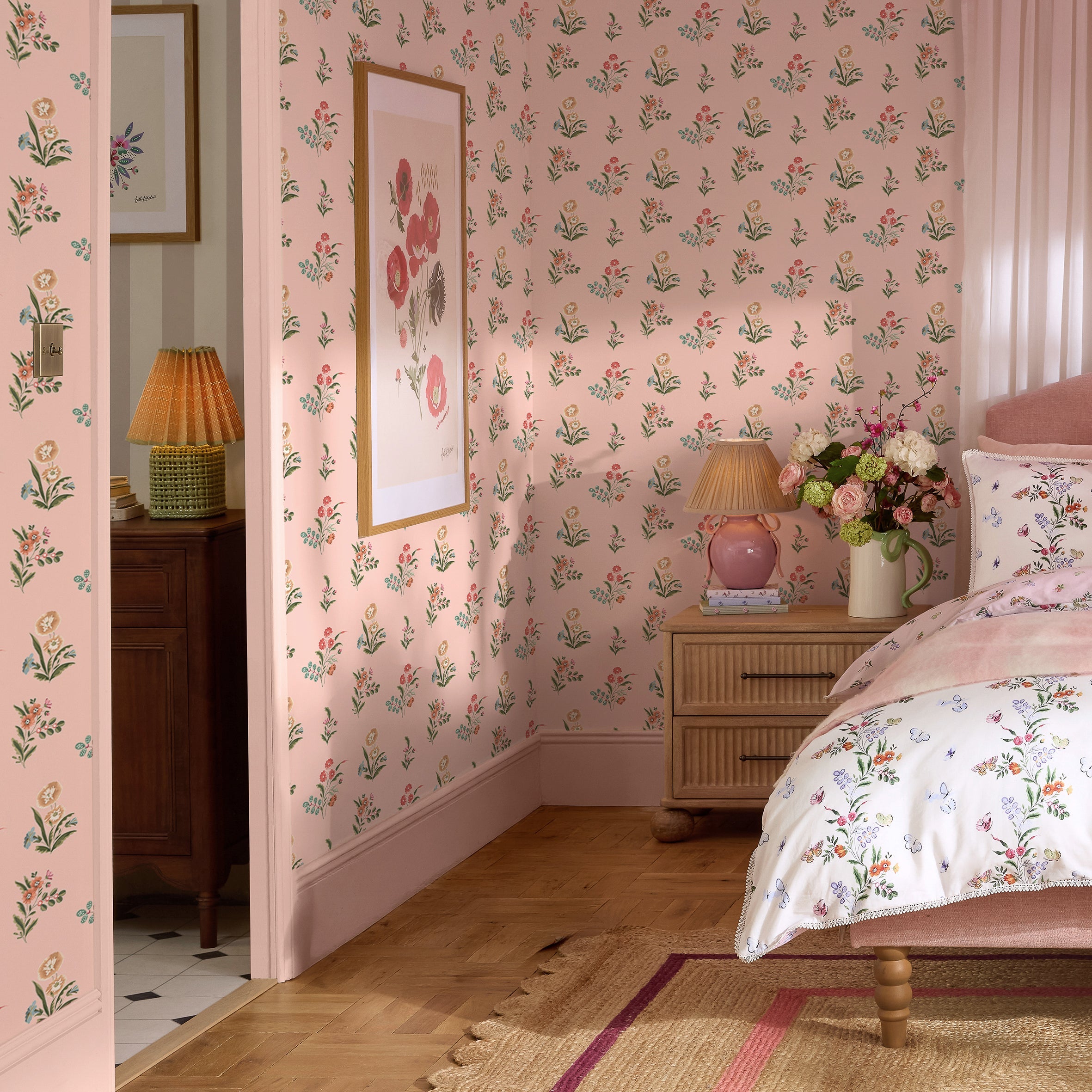 149123 Flutter Bunches Pink Cath Kidston AW26 Wallpaper by Cath Kidston