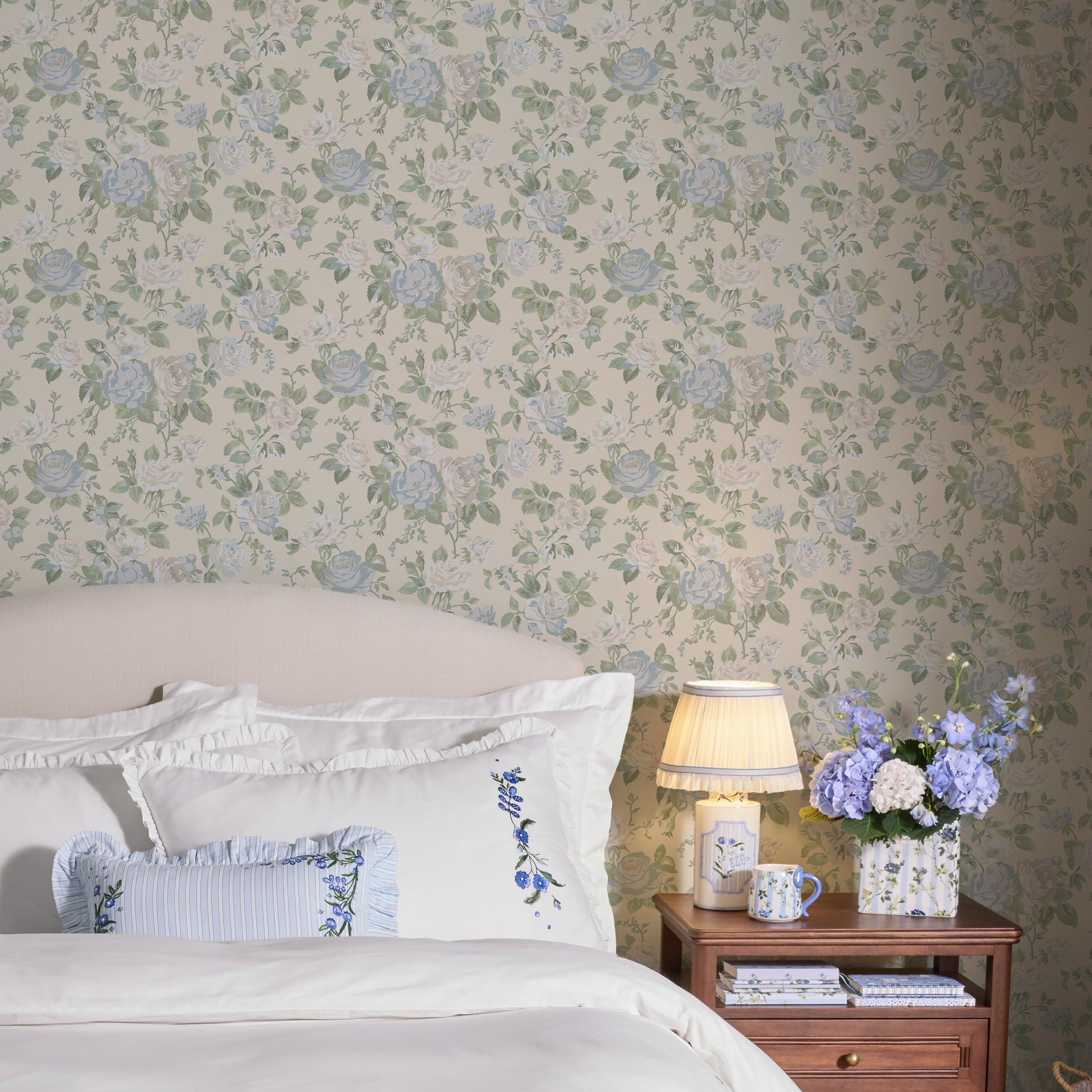 149146 Garden Rose Blue Cath Kidston AW26 Wallpaper by Cath Kidston