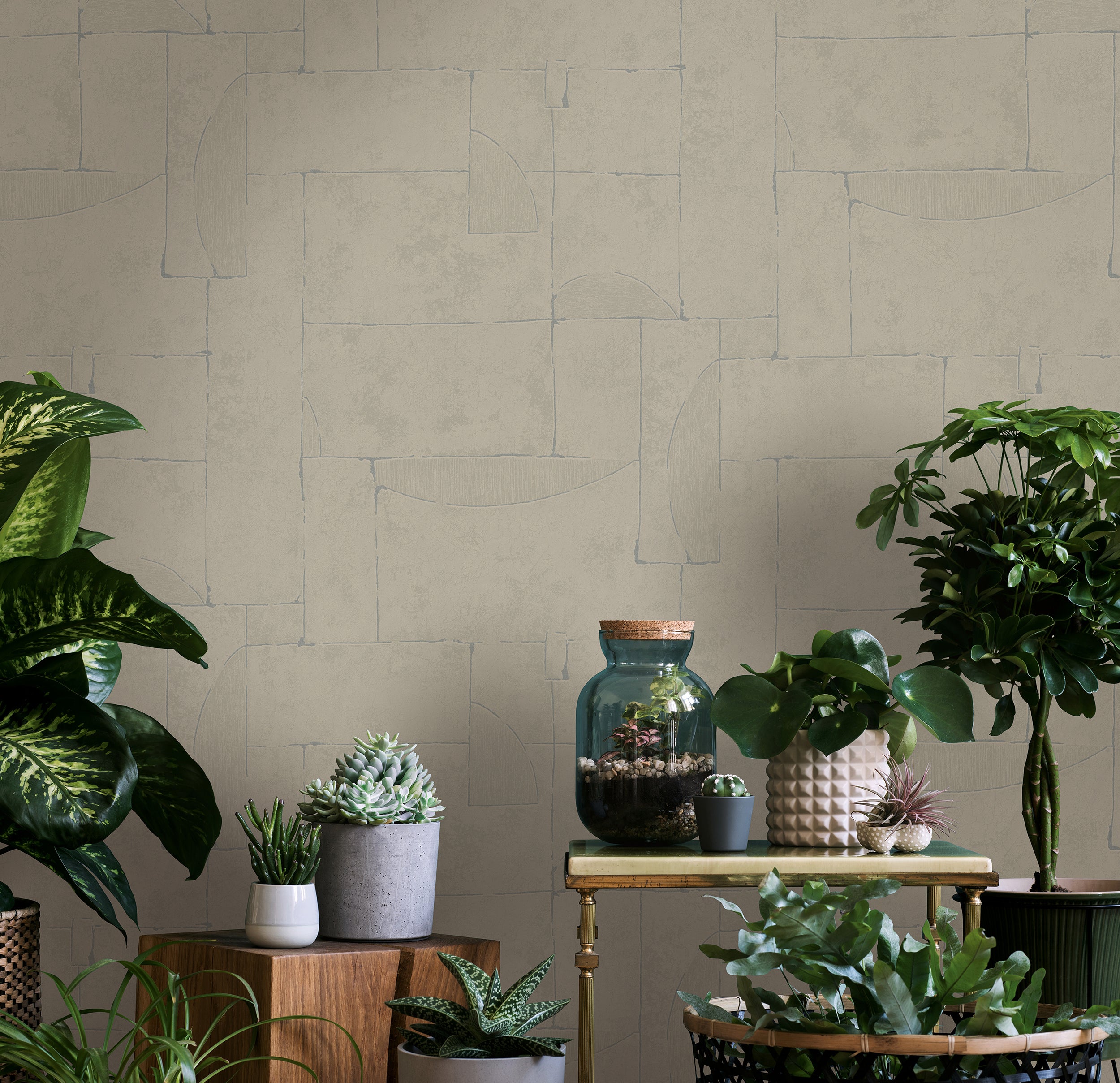 34601 Wallpaper 001 Beige & Brown Wallpaper by Galerie