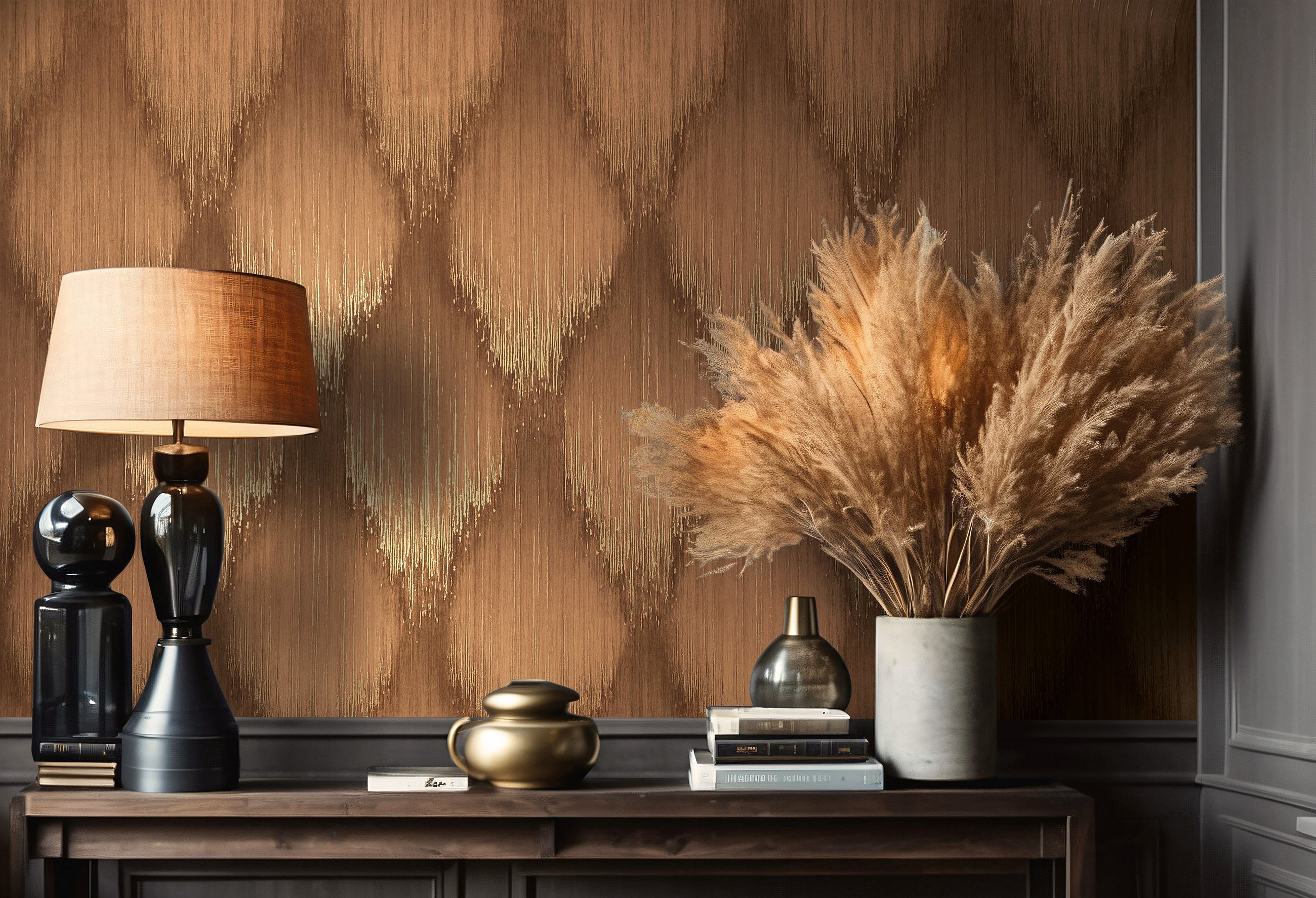 35805 Stripes Bronze Brown Wallpaper by Galerie