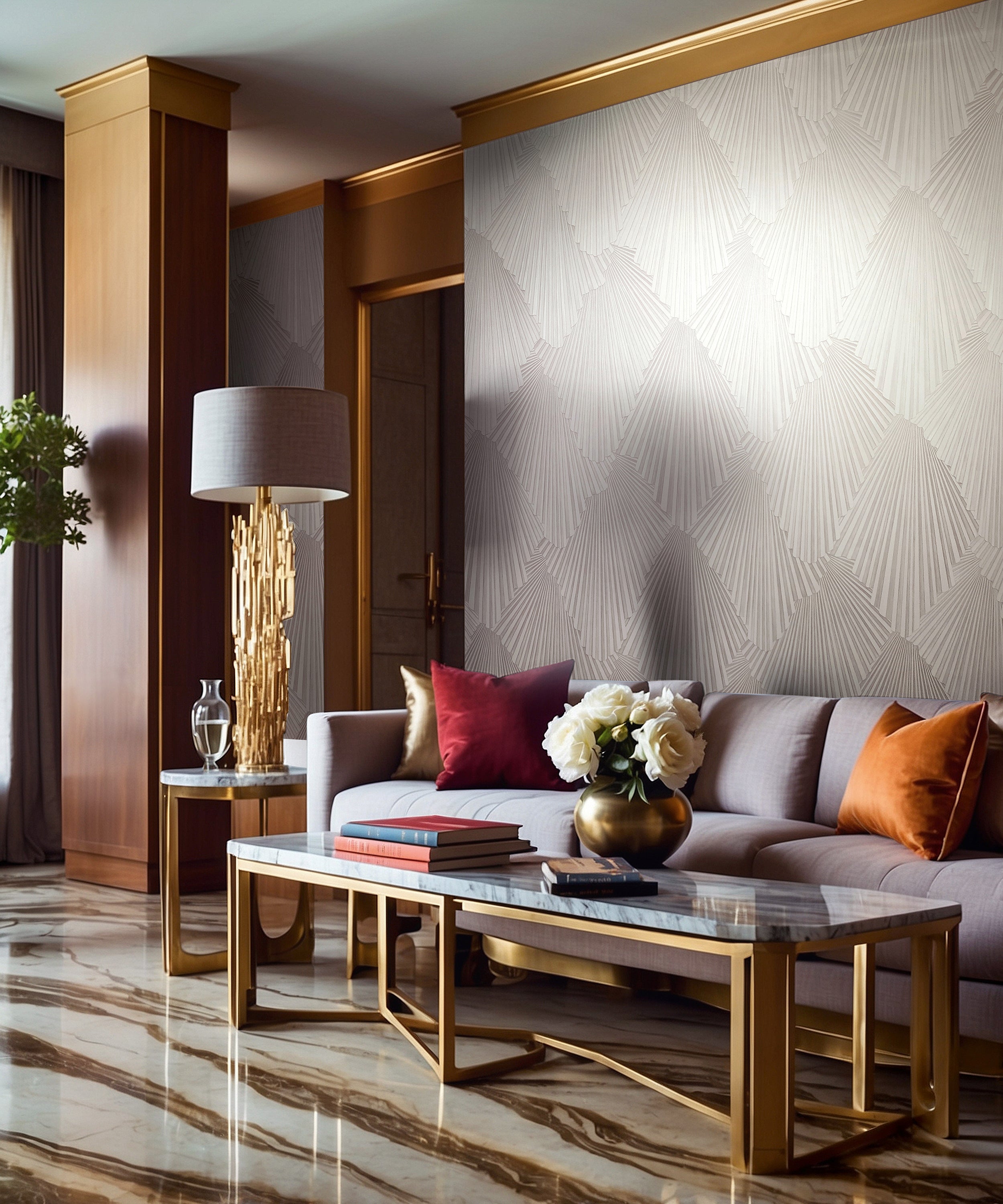 35847 Graphic Beige Wallpaper by Galerie