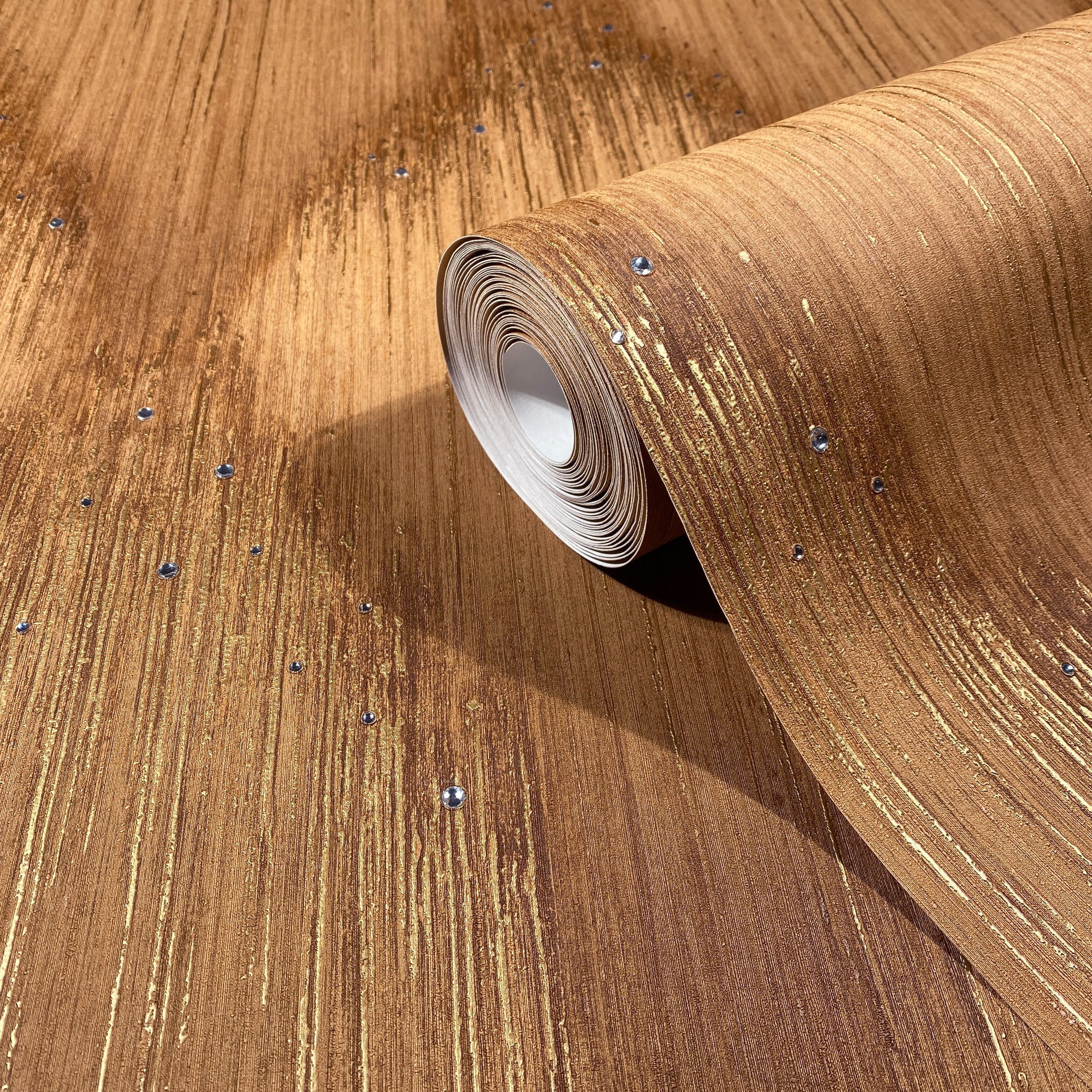 35885 Rhinestone Stripes Bronze Brown Wallpaper by Galerie