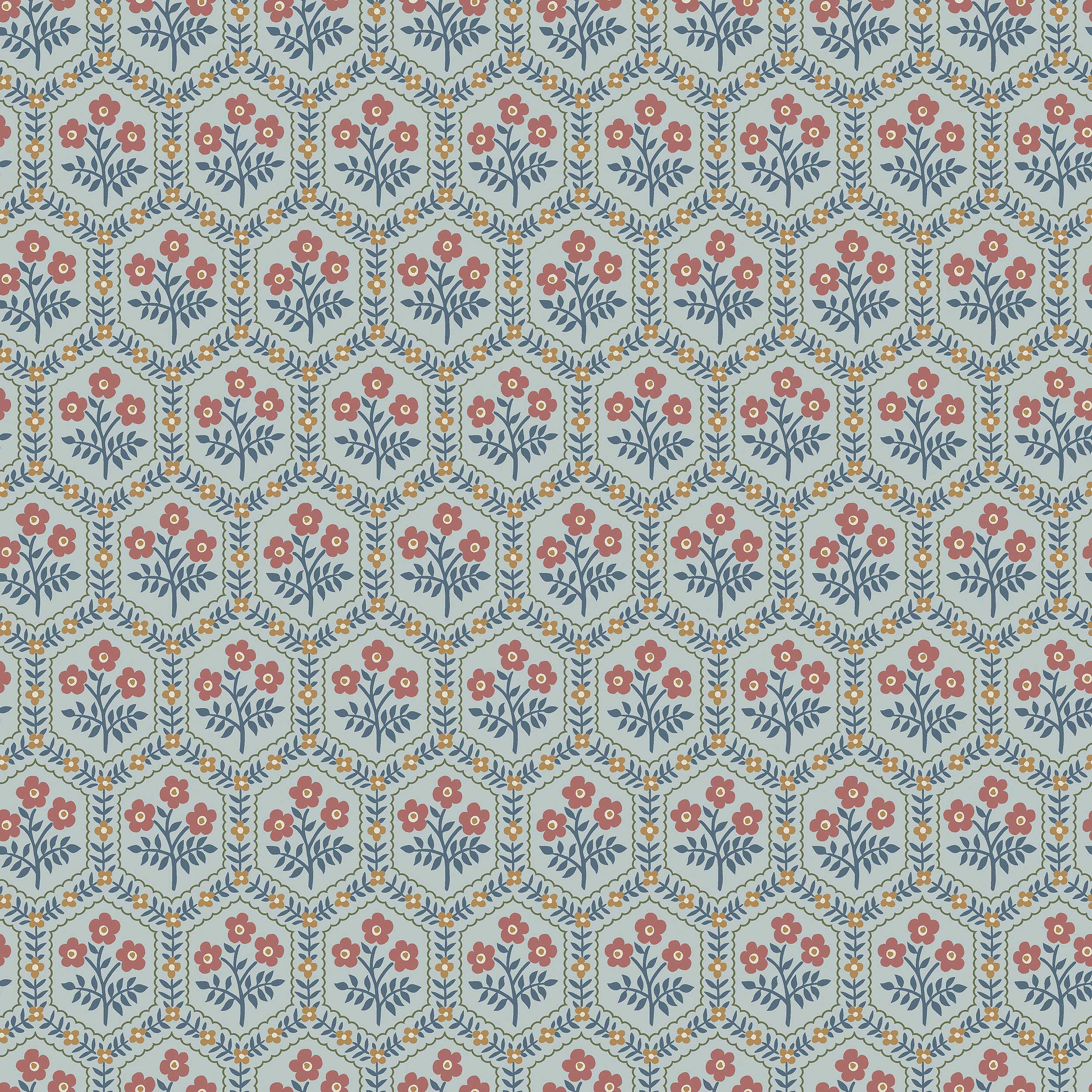 Cecilia Blue Herrgård Wallpaper by Boråstapeter