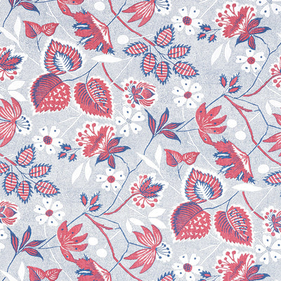 Indienne Hazel Antilles Red/Blue Fabric by Anna French