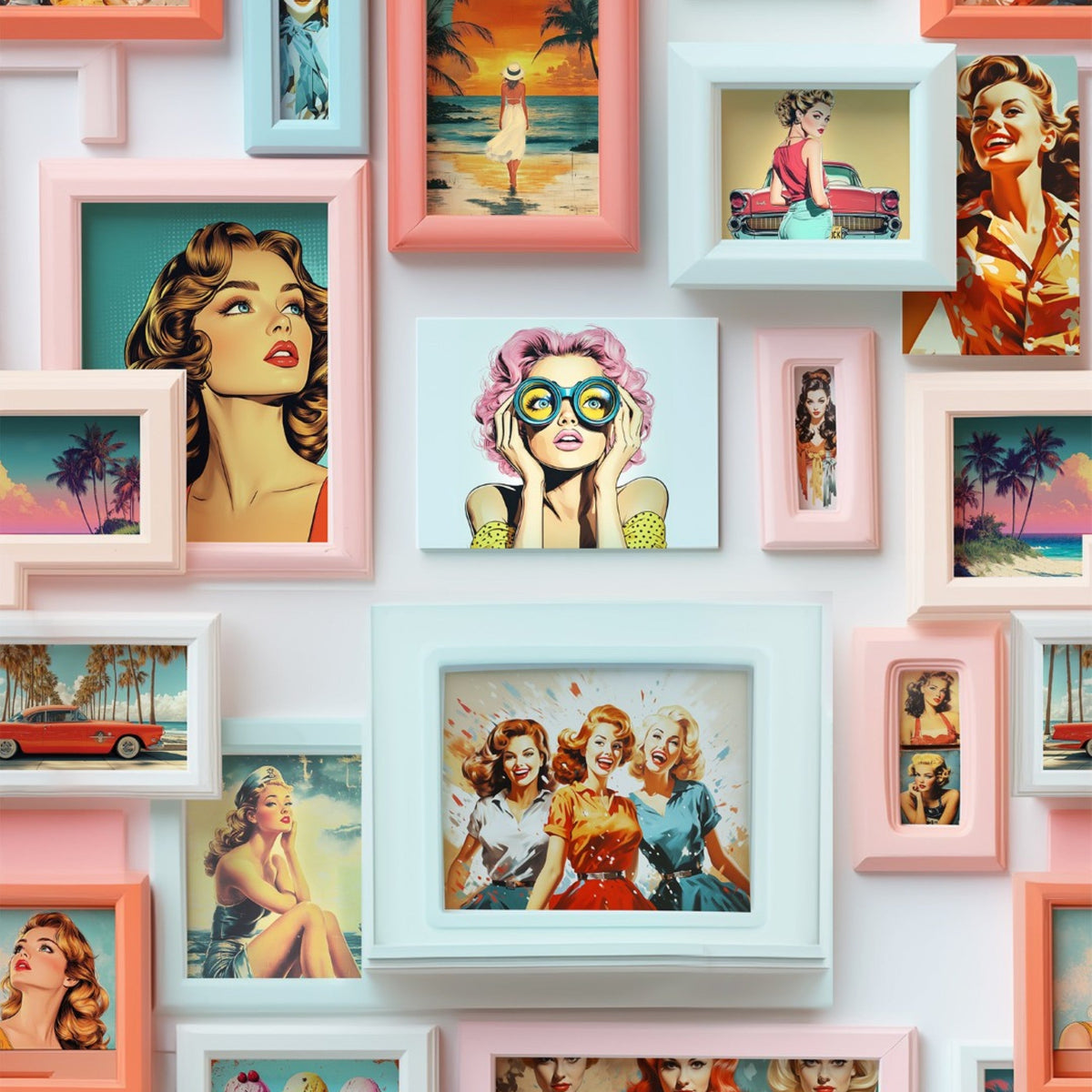 Retro Gallery Wall Pink Curiosity Wallpaper by A S Creation