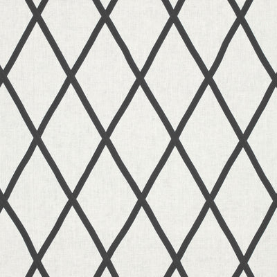 Tarascon Trellis Applique Palampore Black on White Fabric by Anna French