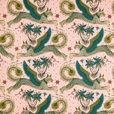 Lynx Indoor Outdoor Pink Emma J Shipley Indoor Outdoor Wild Escape Fabric by Clarke & Clarke