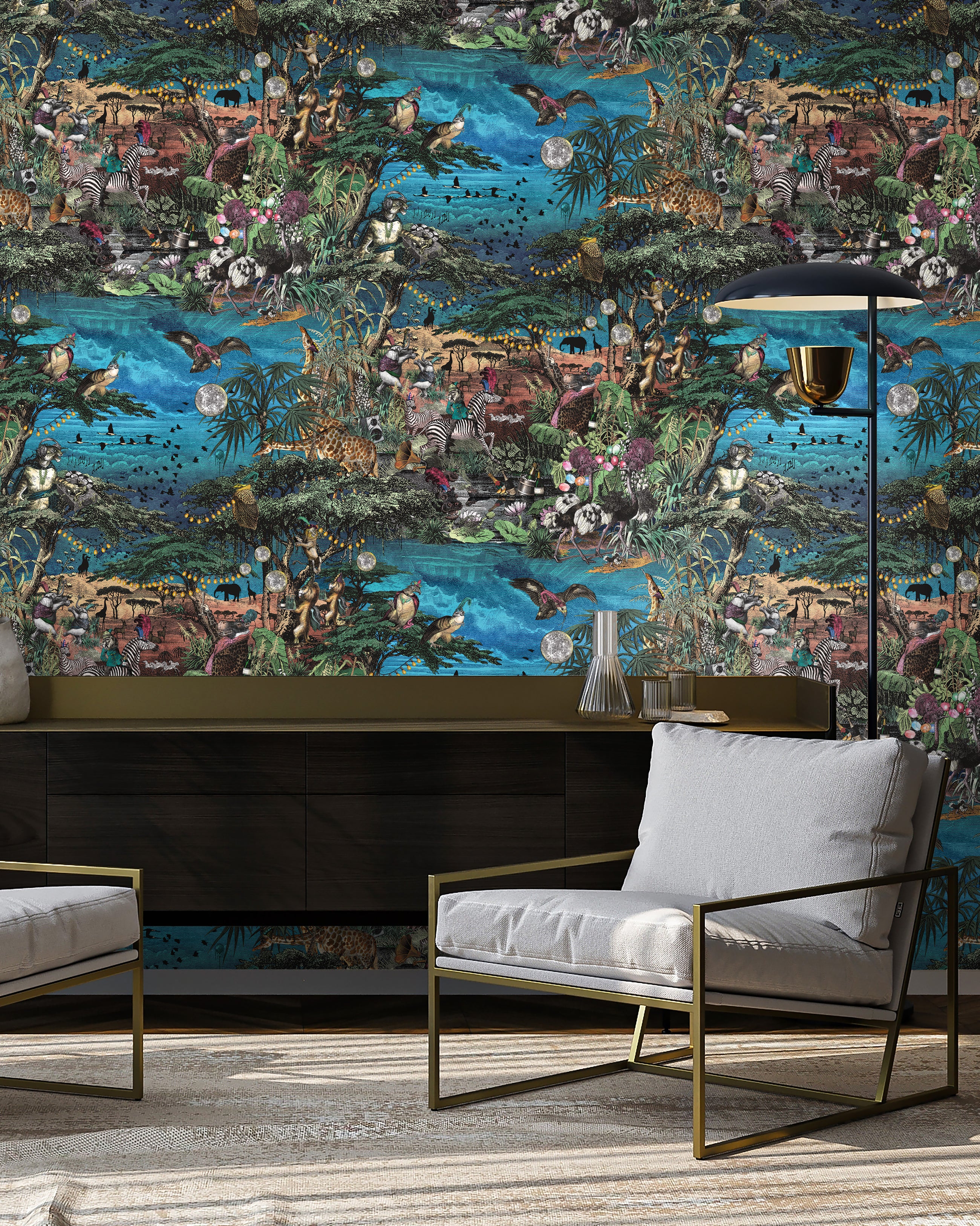 BMGI006/01A Club Safari Lagoon Wallpaper by Brand McKenzie
