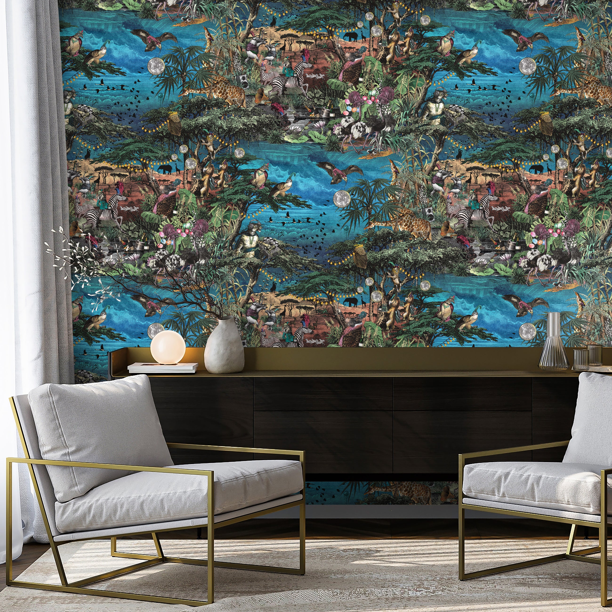 BMGI006/01A Club Safari Lagoon Wallpaper by Brand McKenzie