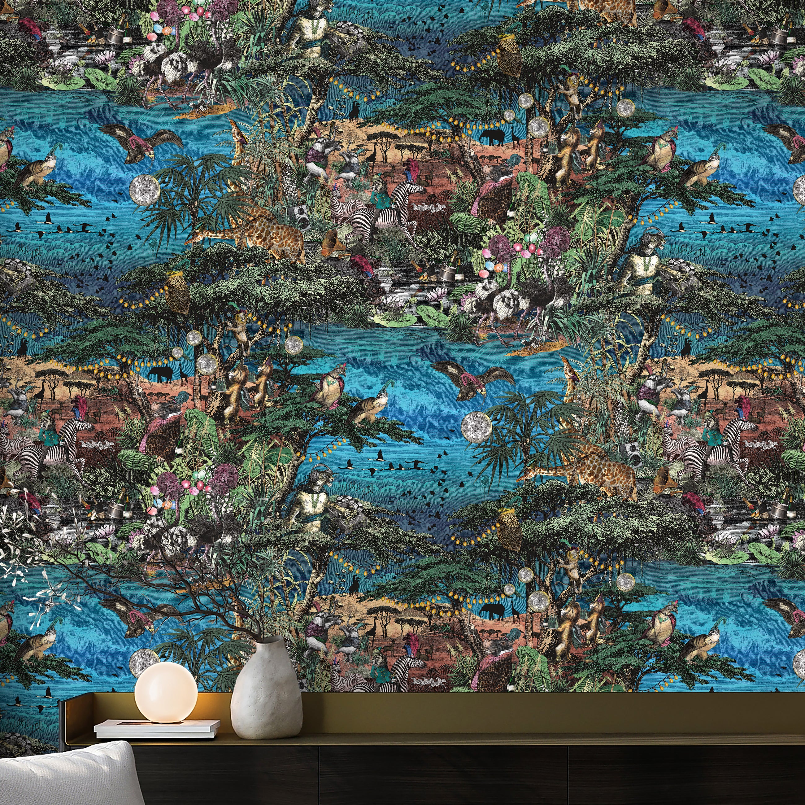 BMGI006/01A Club Safari Lagoon Wallpaper by Brand McKenzie