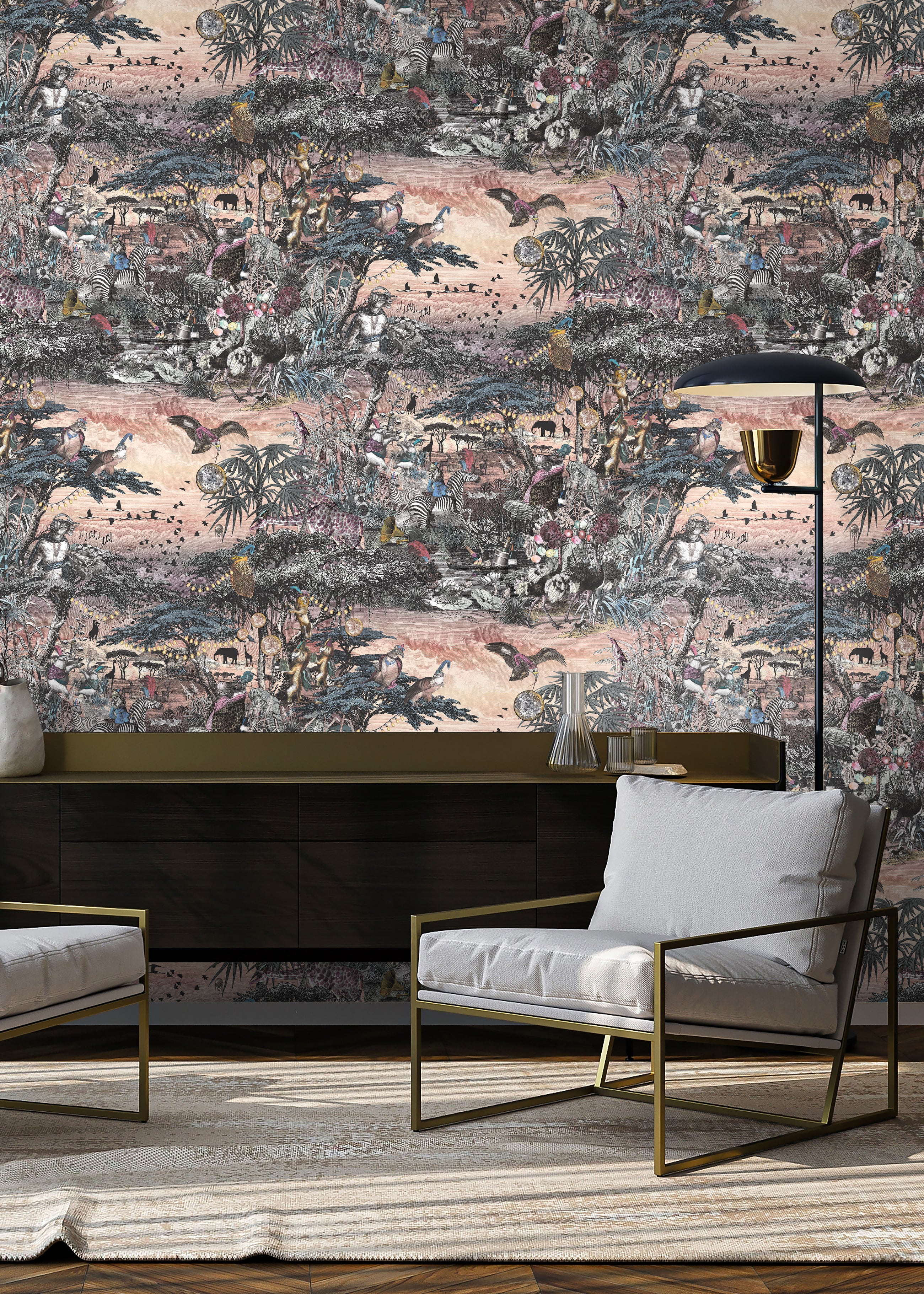 BMGI006/01B Club Safari Mist Wallpaper by Brand McKenzie