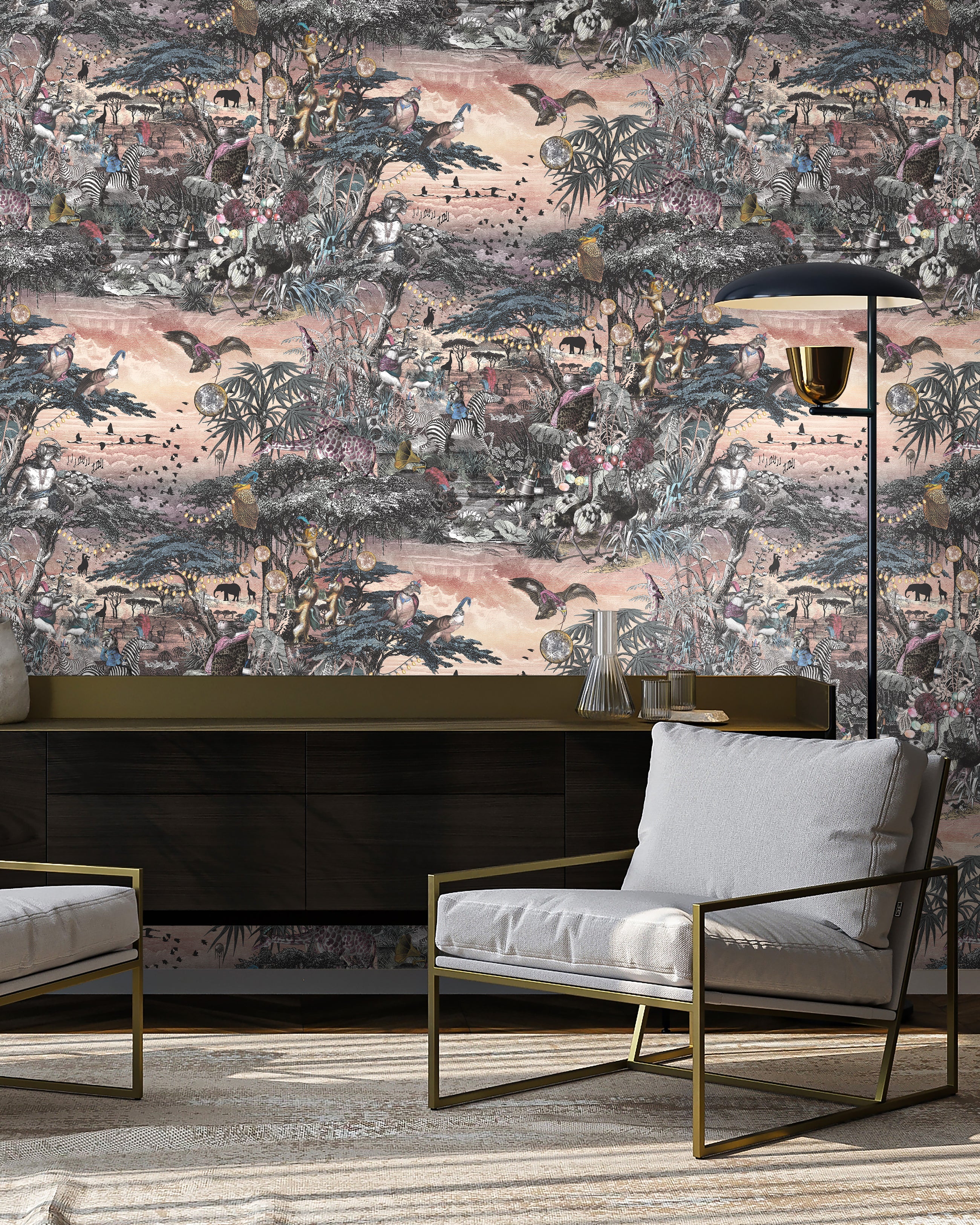 BMGI006/01B Club Safari Mist Wallpaper by Brand McKenzie