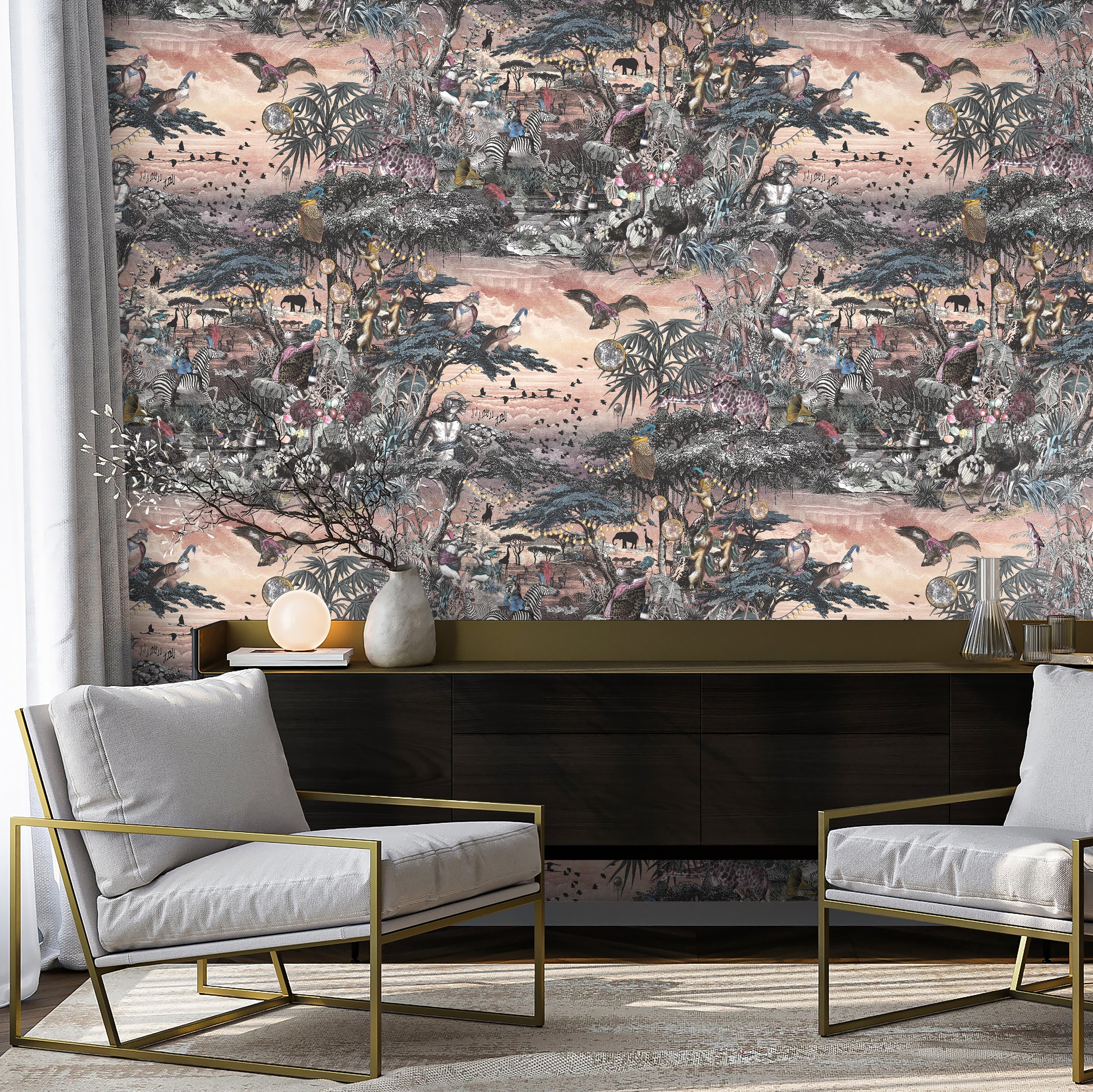 BMGI006/01B Club Safari Mist Wallpaper by Brand McKenzie