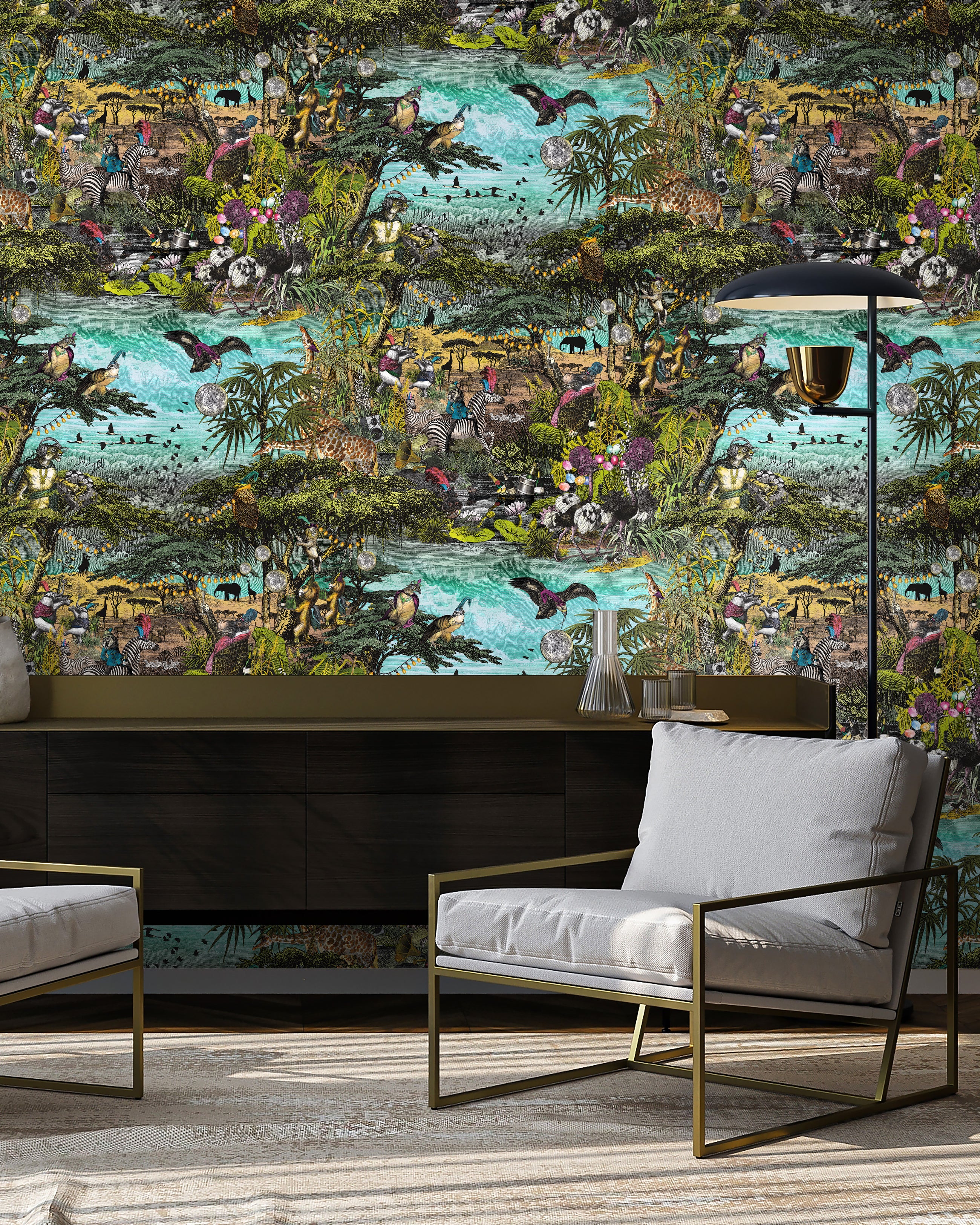 BMGI006/01D Club Safari Tropical Garden Wallpaper by Brand McKenzie