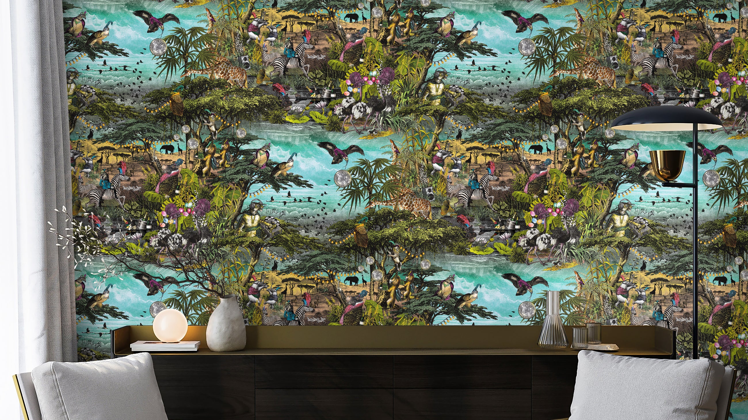 BMGI006/01D Club Safari Tropical Garden Wallpaper by Brand McKenzie