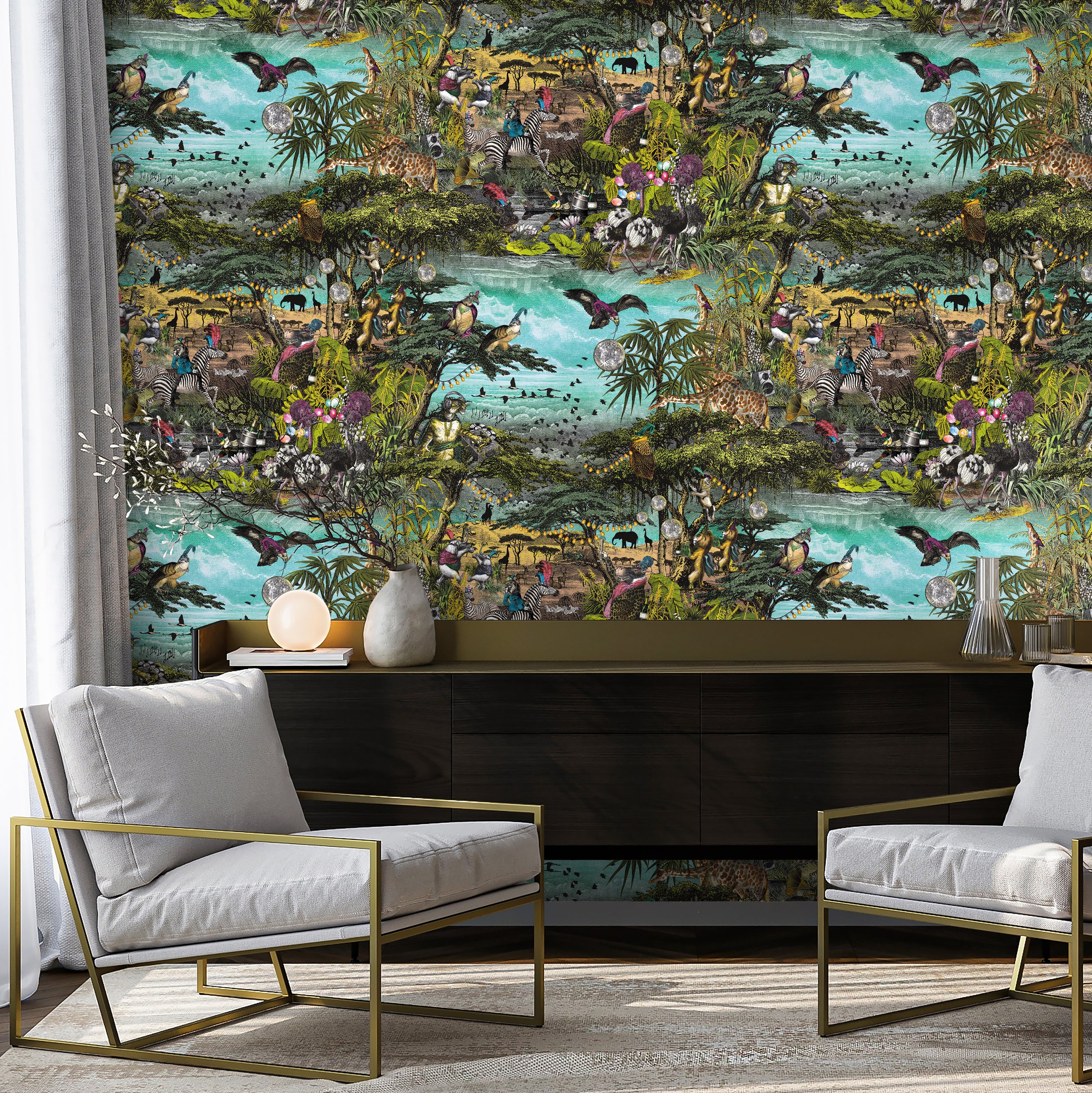 BMGI006/01D Club Safari Tropical Garden Wallpaper by Brand McKenzie