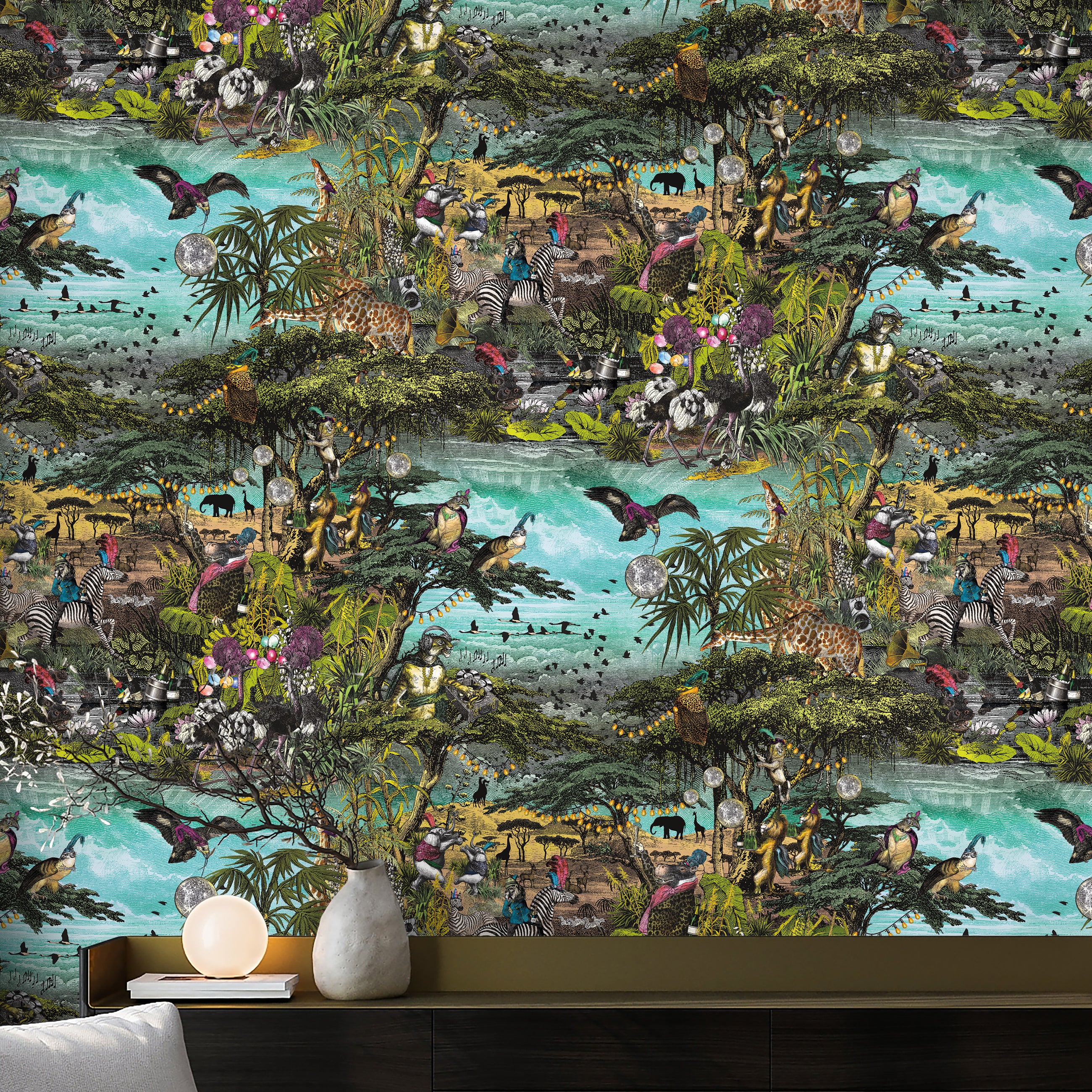BMGI006/01D Club Safari Tropical Garden Wallpaper by Brand McKenzie
