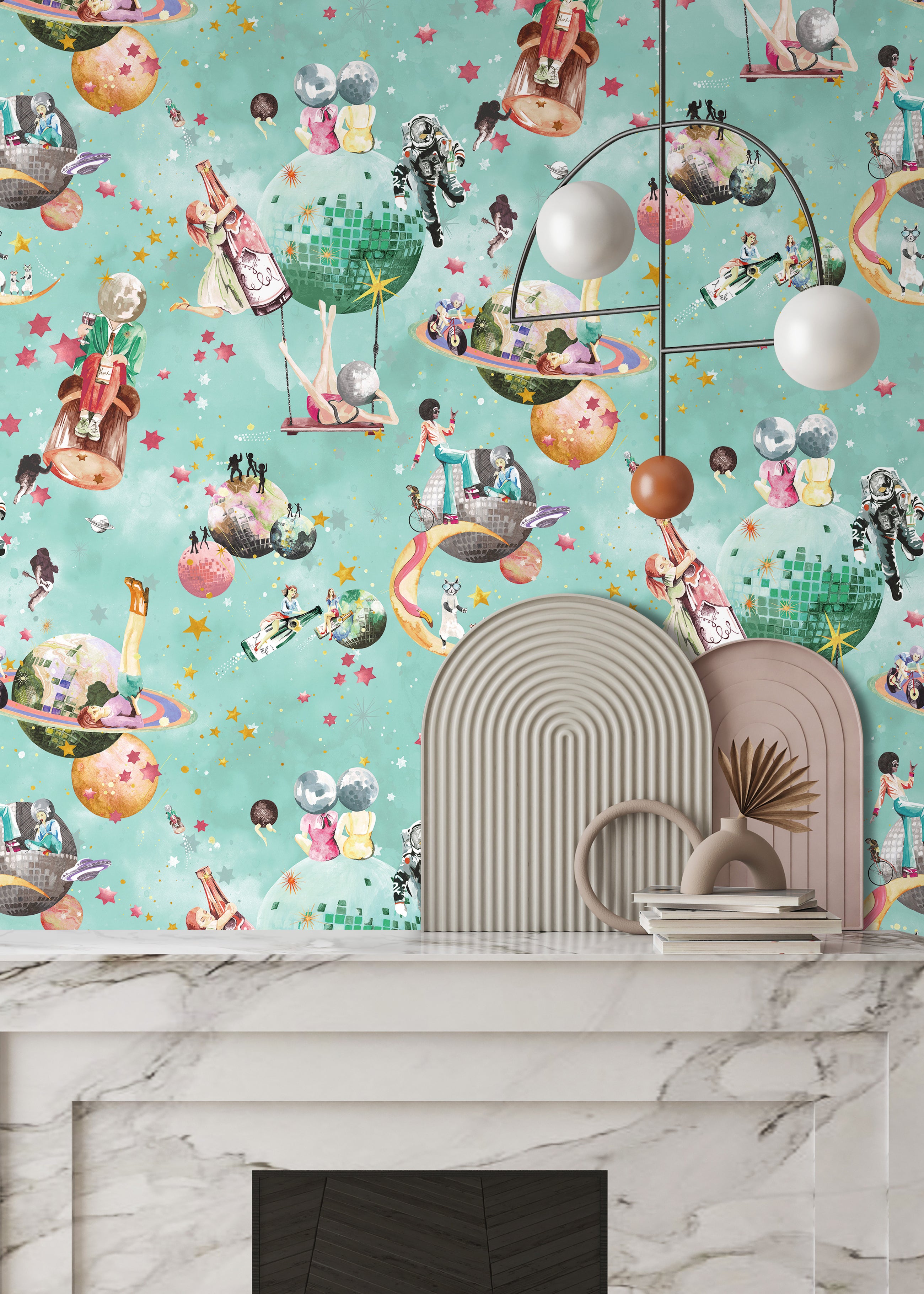 BMGI006/02A Cosmic Groove Aquamarine Wallpaper by Brand McKenzie