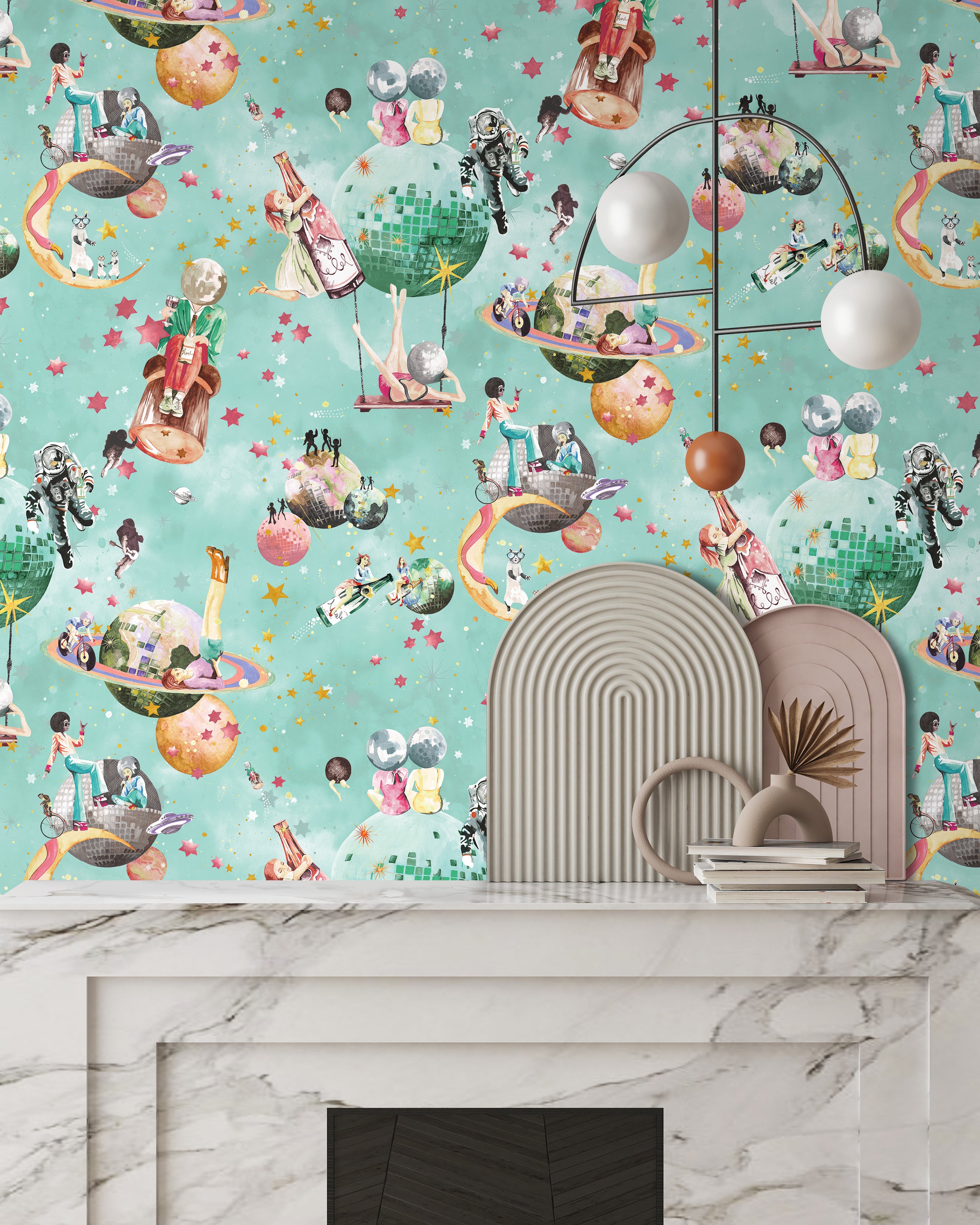 BMGI006/02A Cosmic Groove Aquamarine Wallpaper by Brand McKenzie