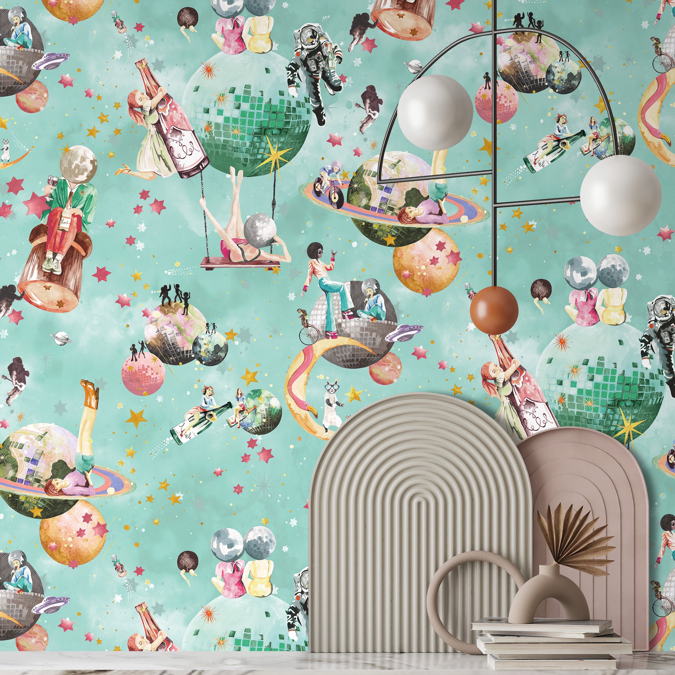BMGI006/02A Cosmic Groove Aquamarine Wallpaper by Brand McKenzie