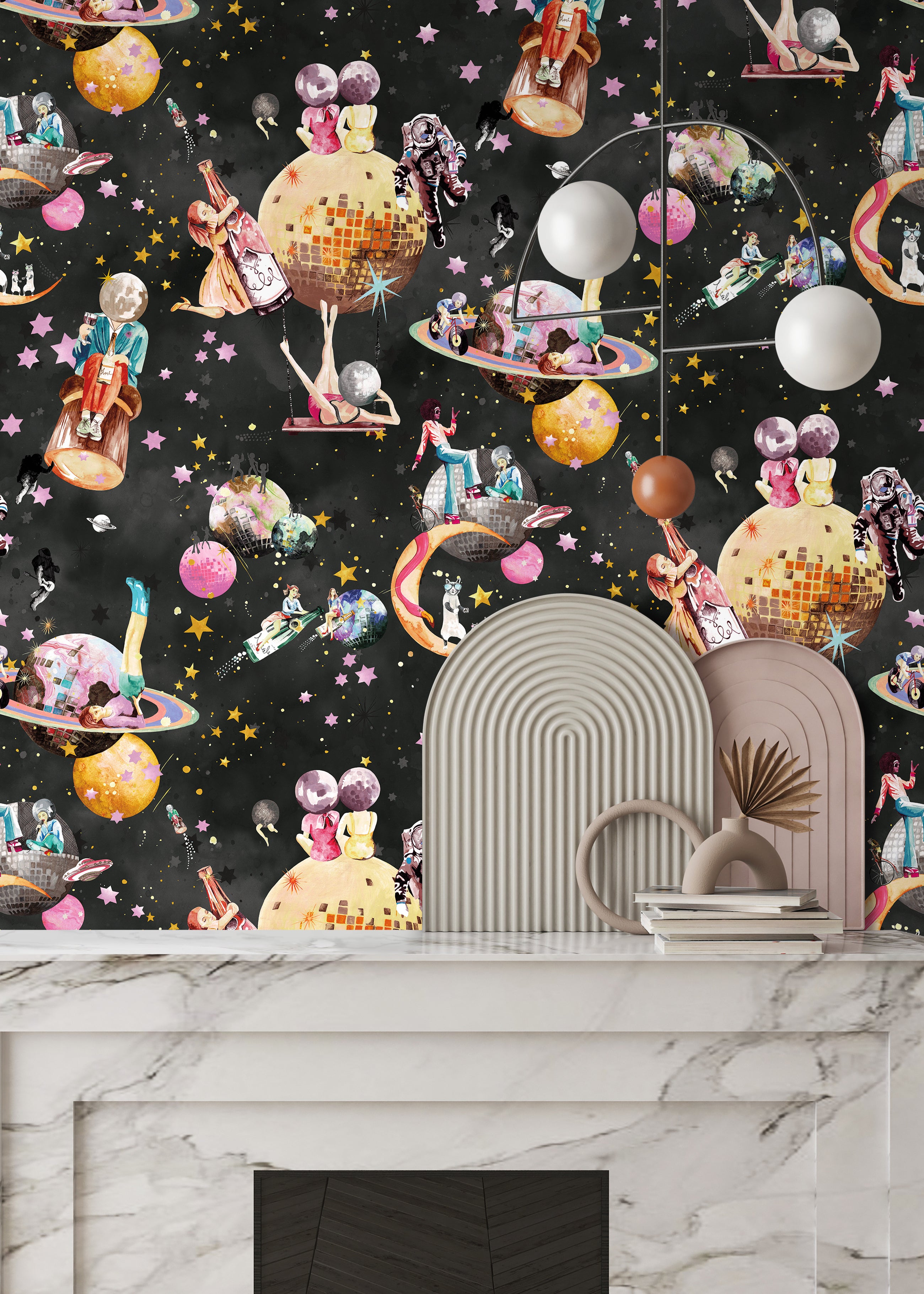 BMGI006/02C Cosmic Groove Charcoal Wallpaper by Brand McKenzie