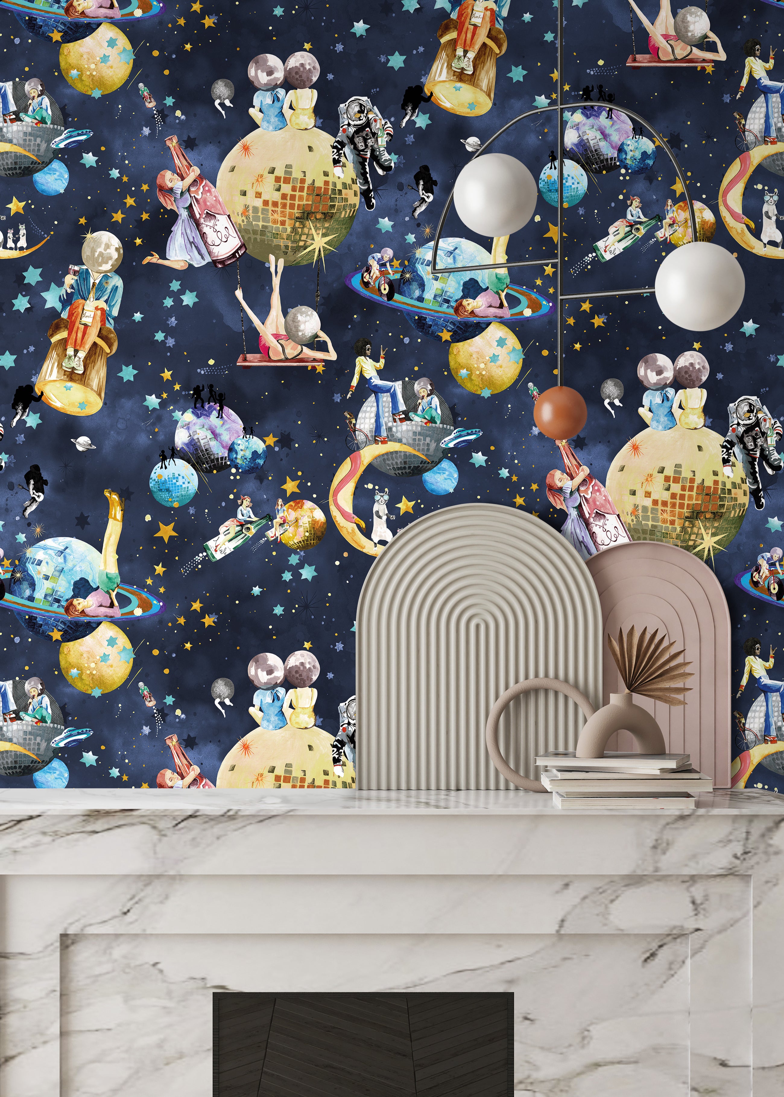 BMGI006/02D Cosmic Groove Midnight Wallpaper by Brand McKenzie