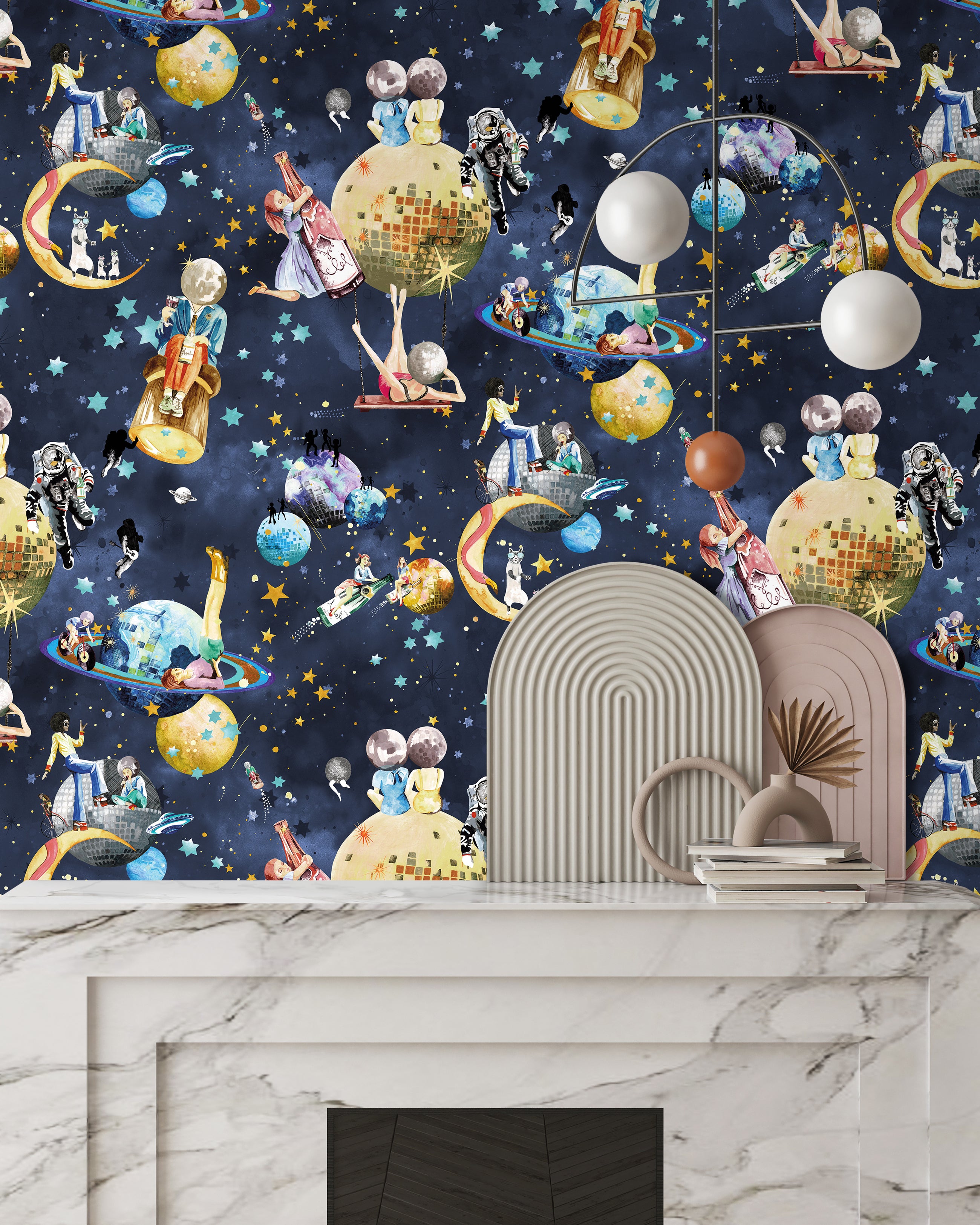 BMGI006/02D Cosmic Groove Midnight Wallpaper by Brand McKenzie