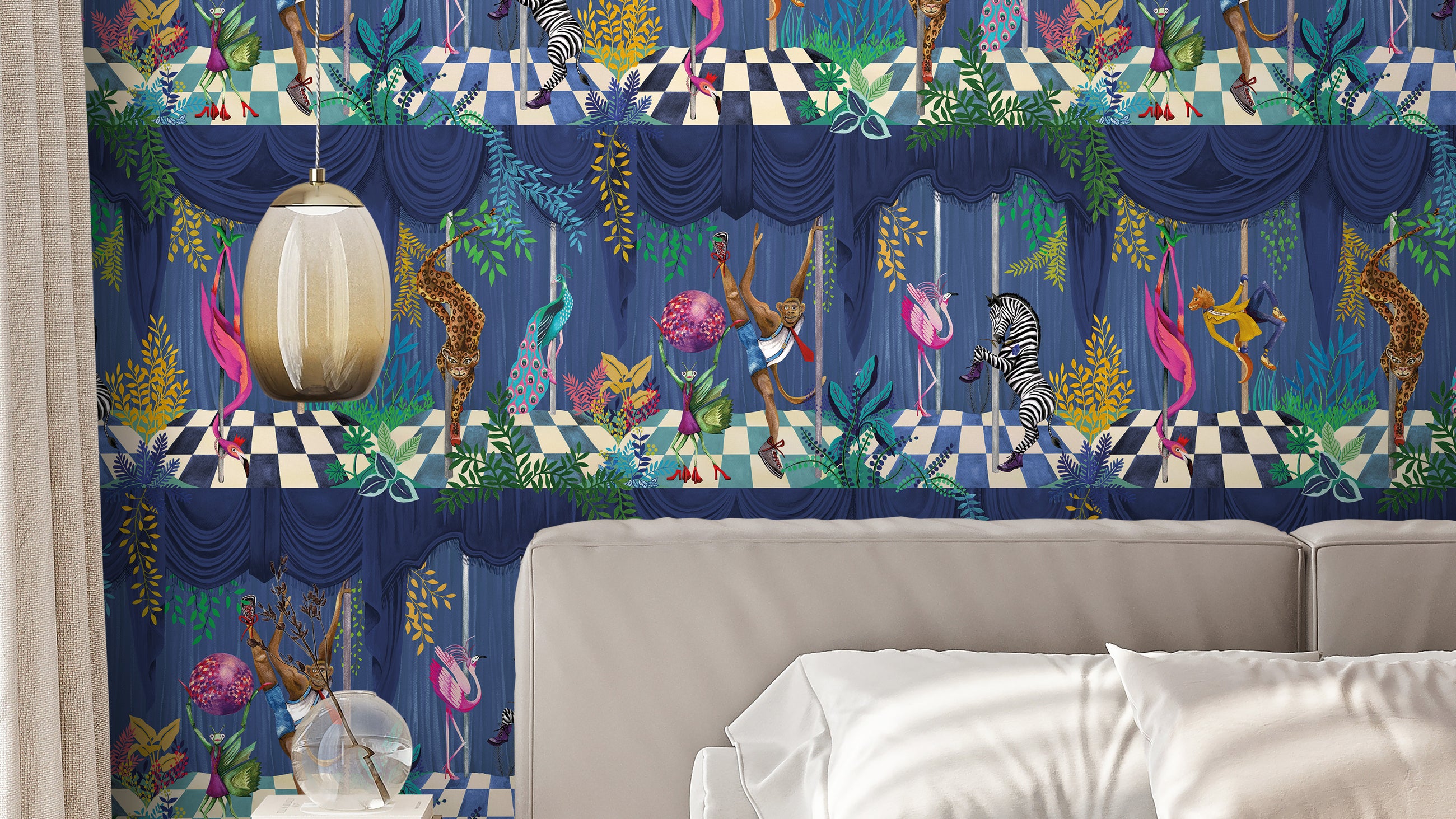 BMGI006/03A Creature Club Blue Velvet Wallpaper by Brand McKenzie