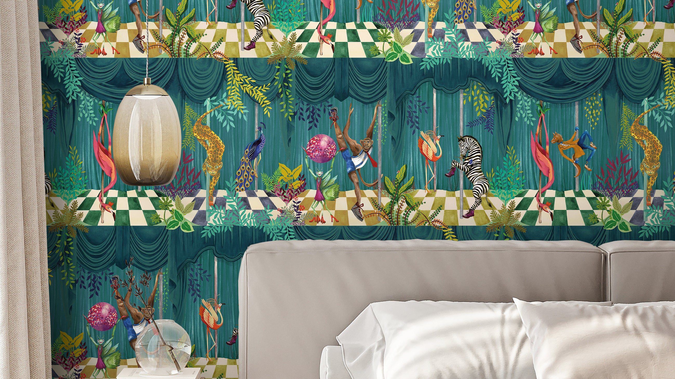 BMGI006/03B Creature Club Emerald Wallpaper by Brand McKenzie