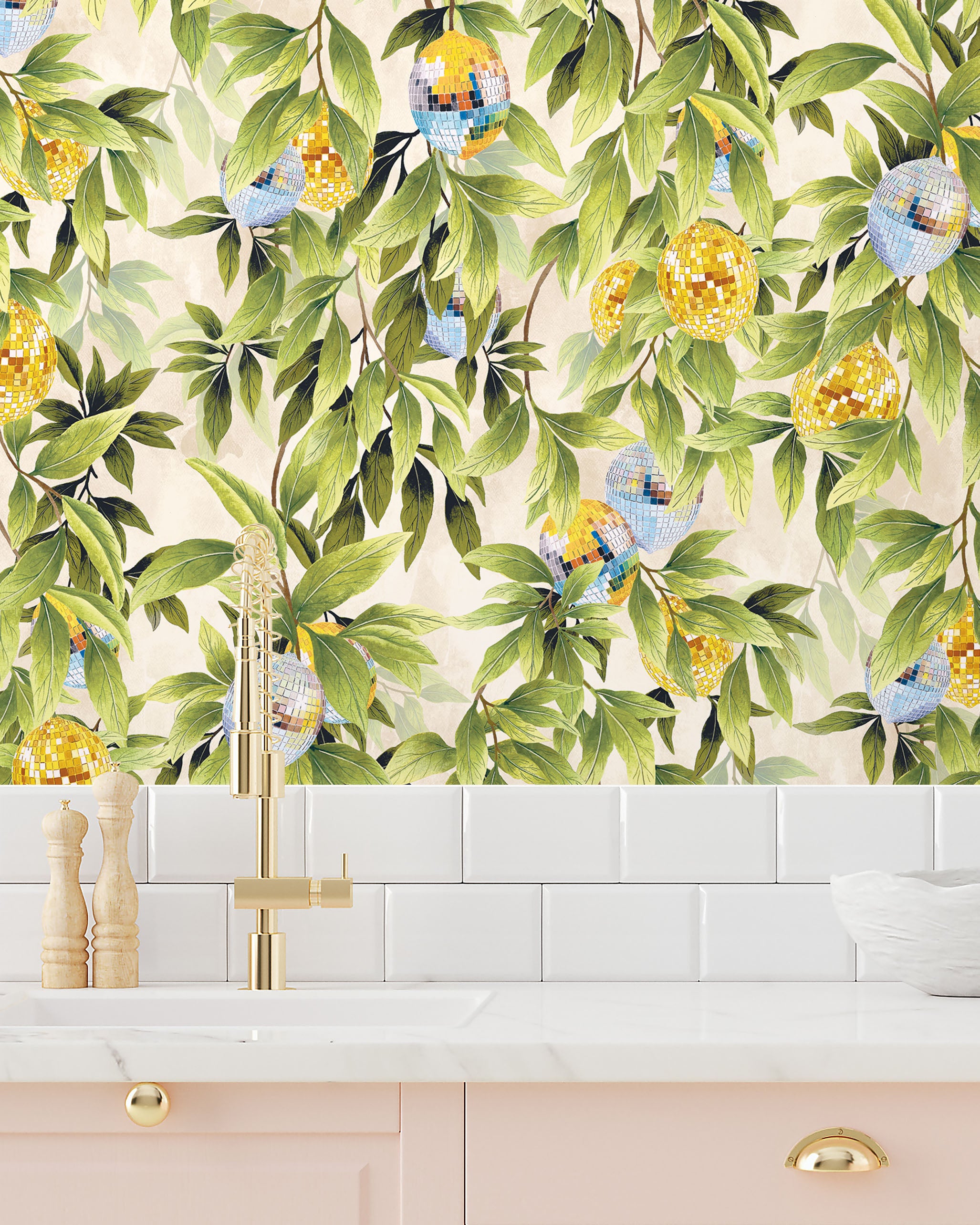 BMGI006/04A Disco Lemons Cotton Wallpaper by Brand McKenzie