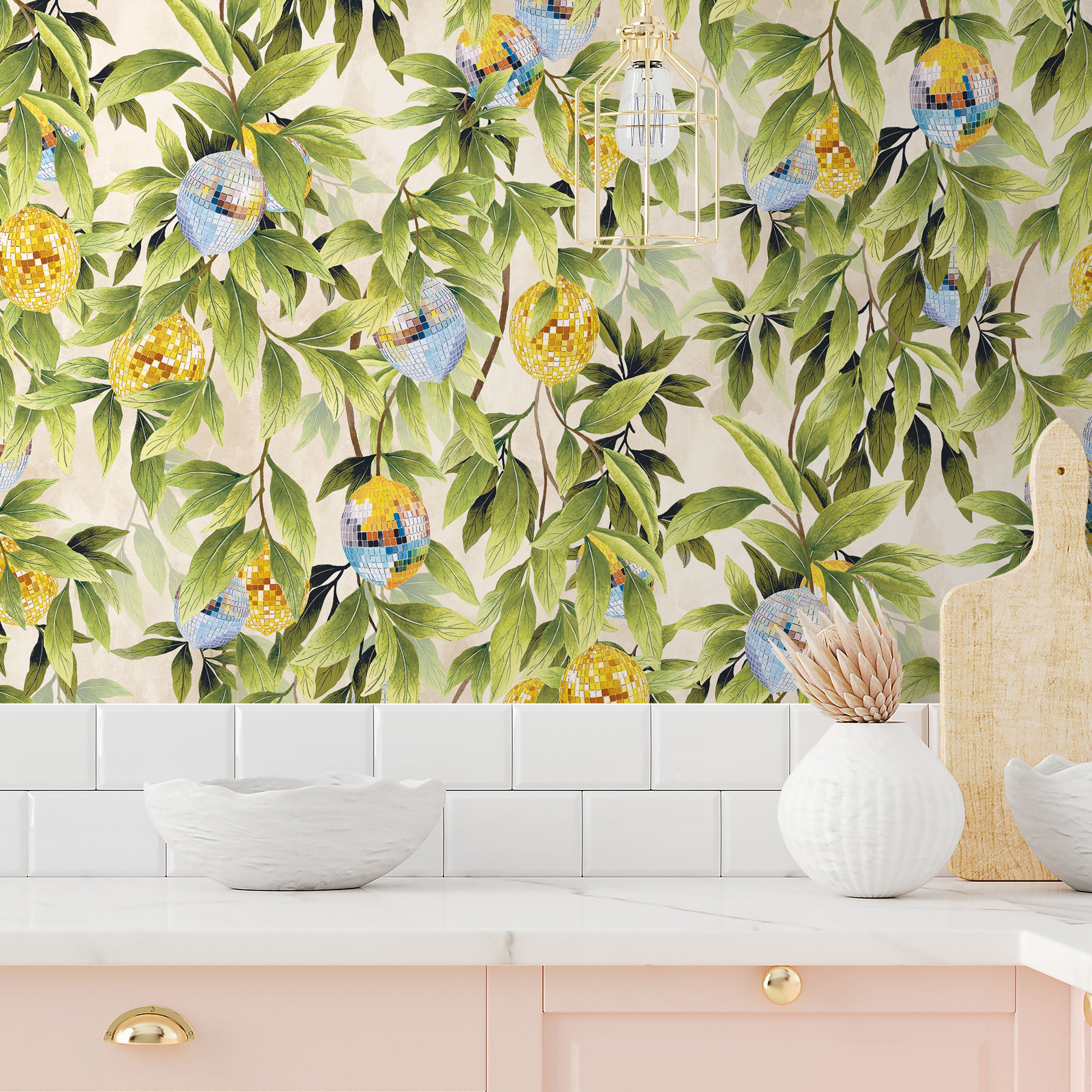 BMGI006/04A Disco Lemons Cotton Wallpaper by Brand McKenzie