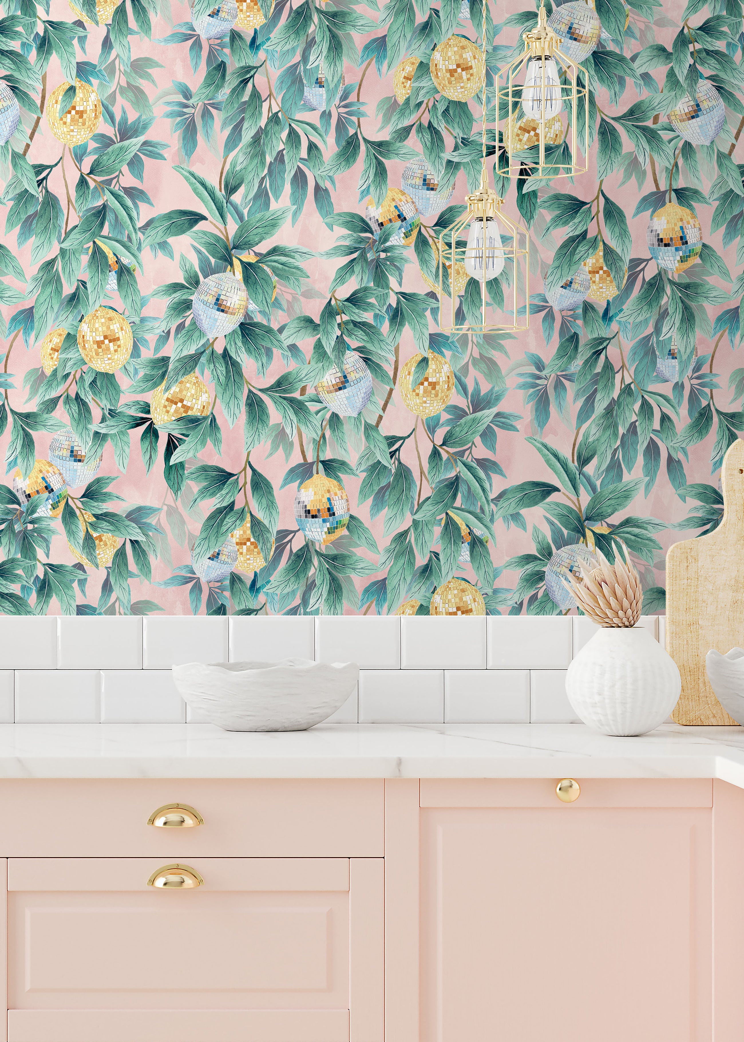 BMGI006/04D Disco Lemons Dusty Teal Wallpaper by Brand McKenzie