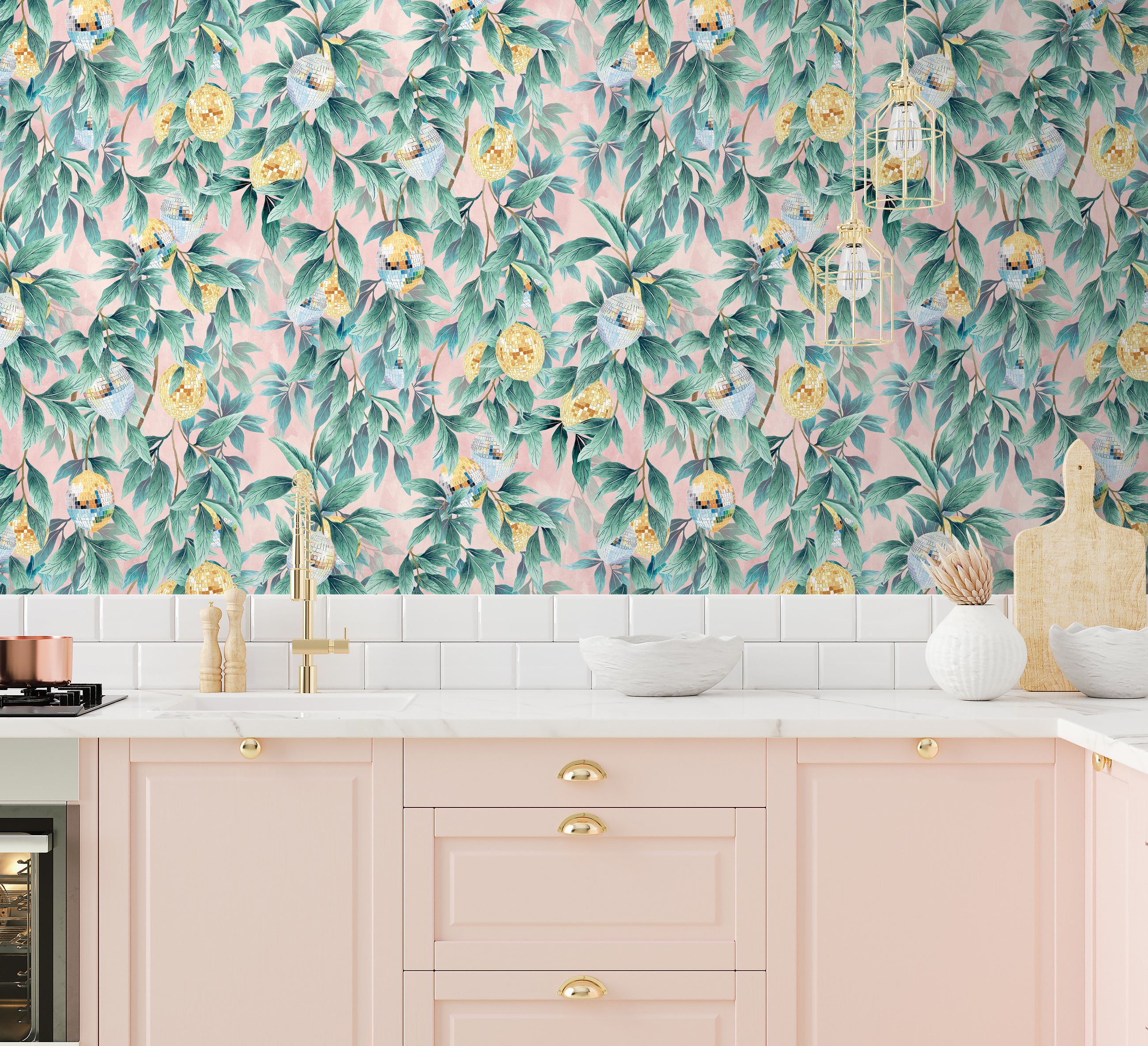 BMGI006/04D Disco Lemons Dusty Teal Wallpaper by Brand McKenzie