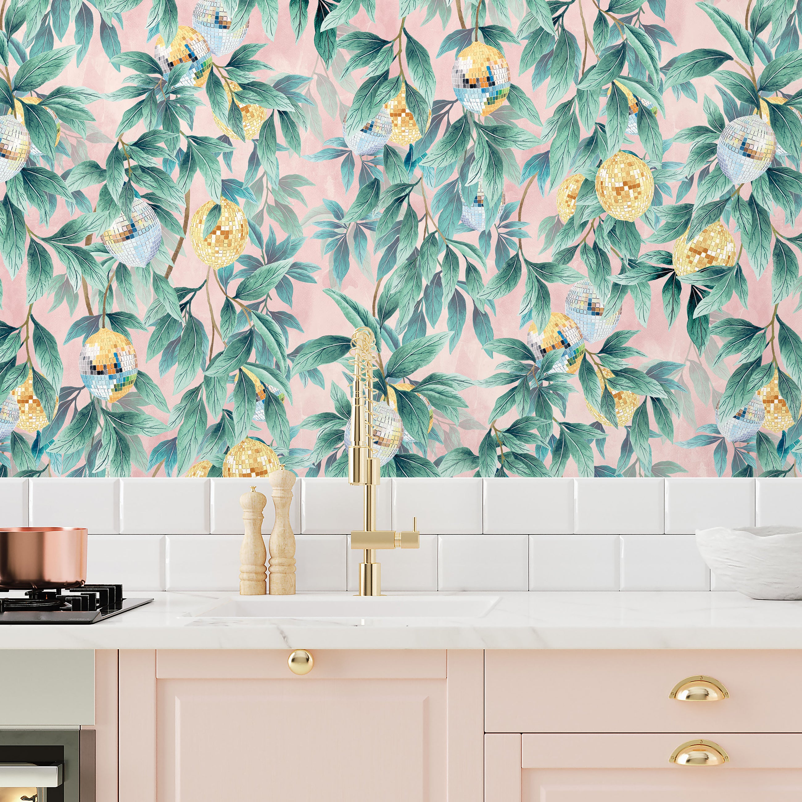 BMGI006/04D Disco Lemons Dusty Teal Wallpaper by Brand McKenzie