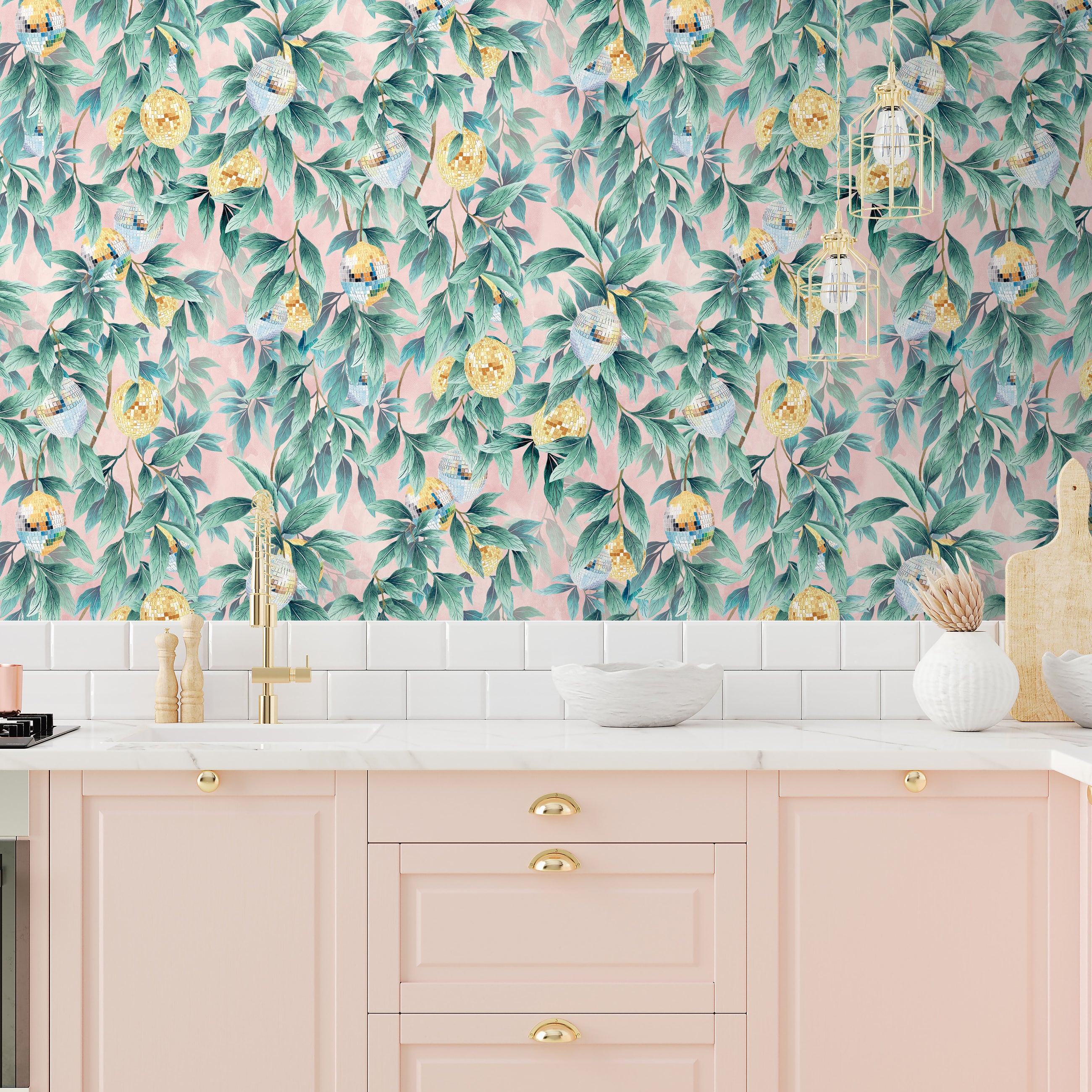 BMGI006/04D Disco Lemons Dusty Teal Wallpaper by Brand McKenzie