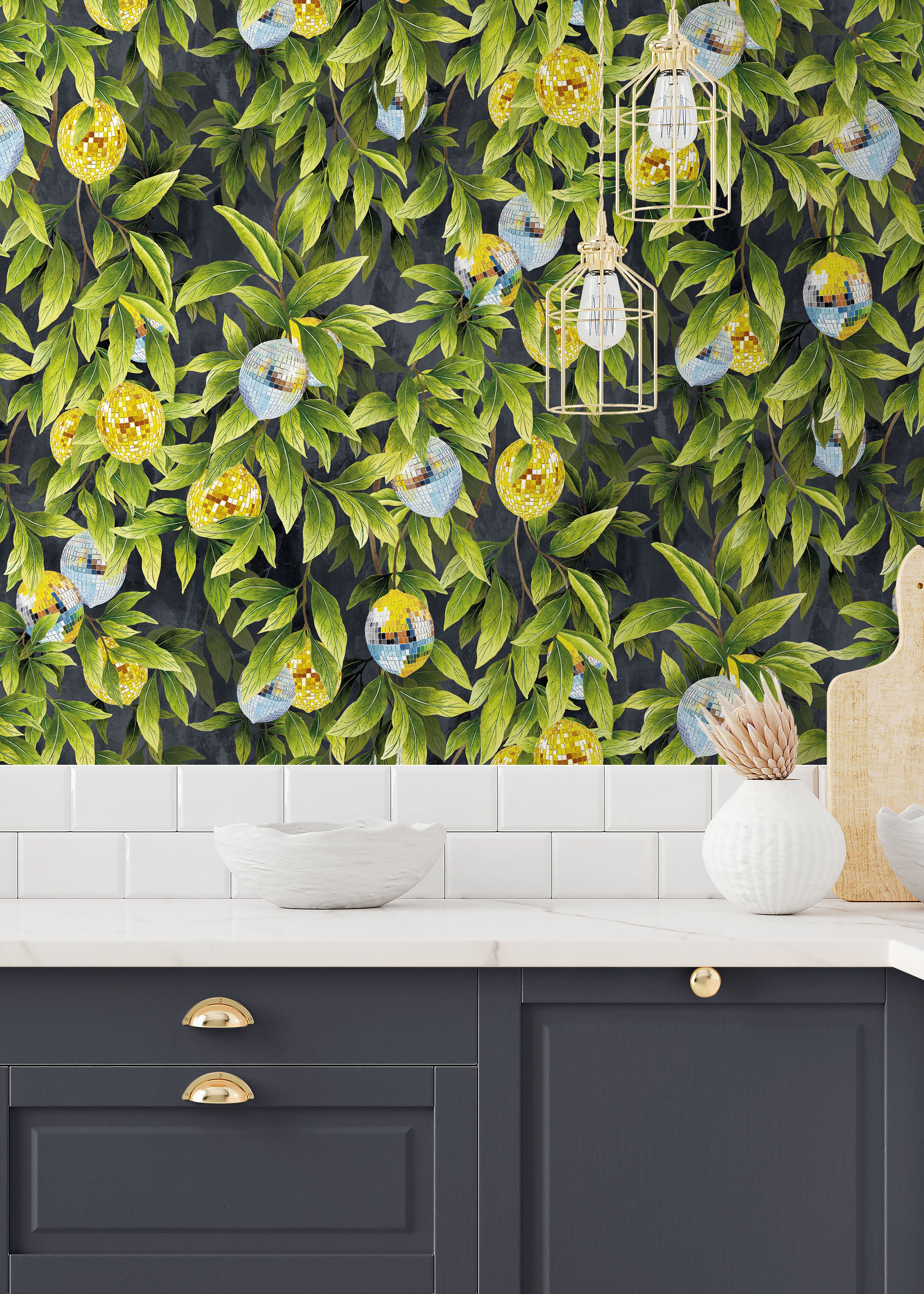 BMGI006/04F Disco Lemons Slate Wallpaper by Brand McKenzie