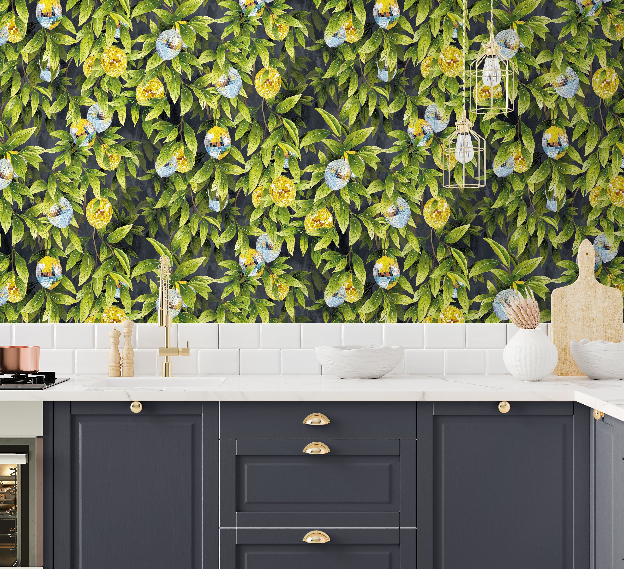 BMGI006/04F Disco Lemons Slate Wallpaper by Brand McKenzie