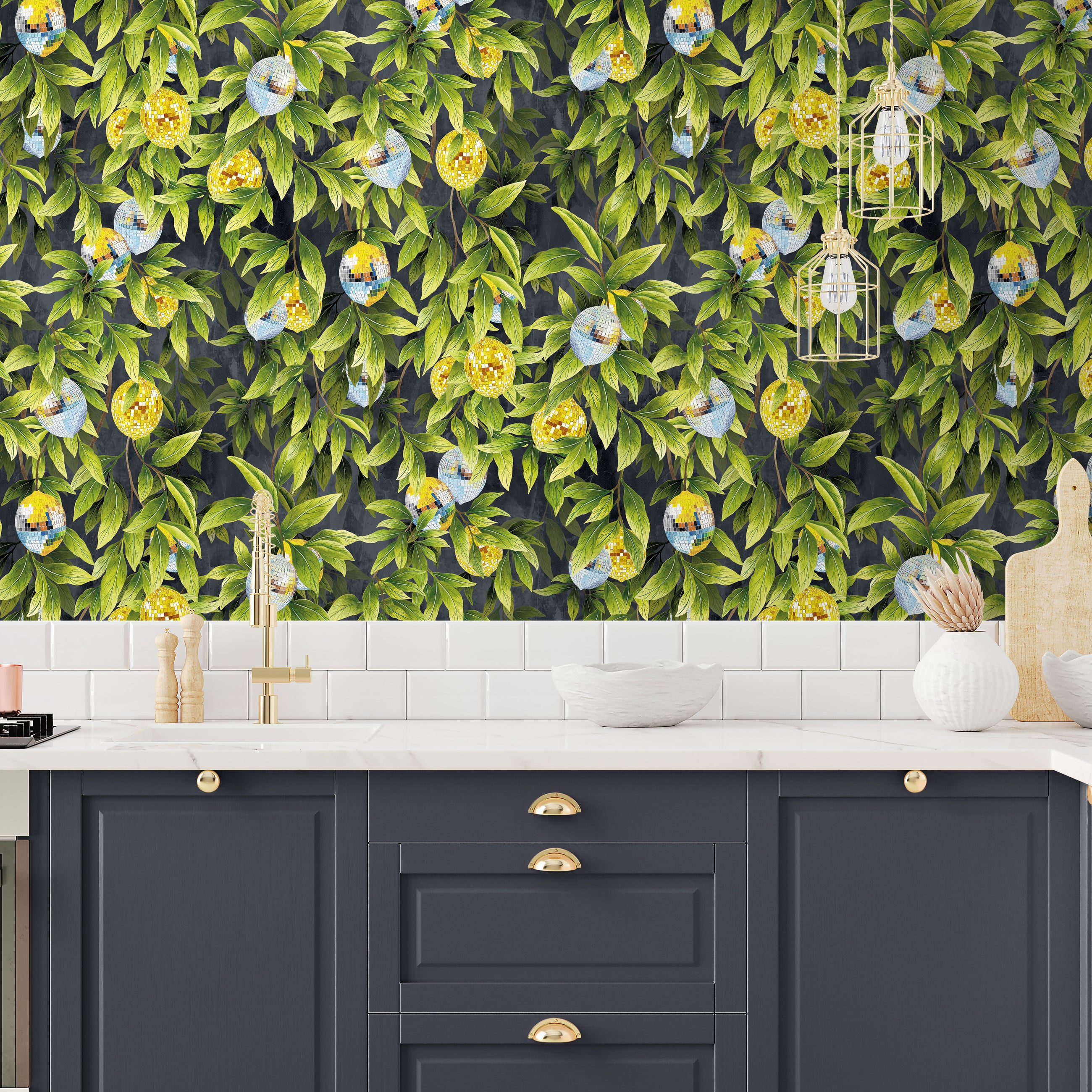 BMGI006/04F Disco Lemons Slate Wallpaper by Brand McKenzie
