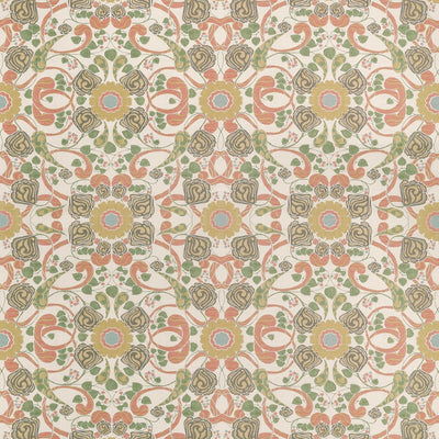 Margaux Apricot and Sage Fairhaven Fabric by Thibaut